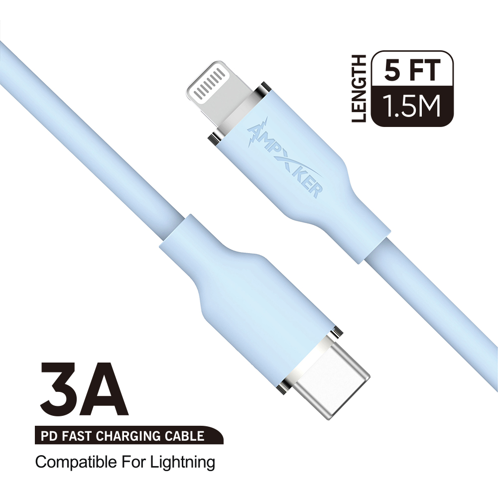 Cable de carga rápida tipo C a Lightning (5 pies) 3A cargador cable de datos certificado por MFI - Imagen 20 de 31