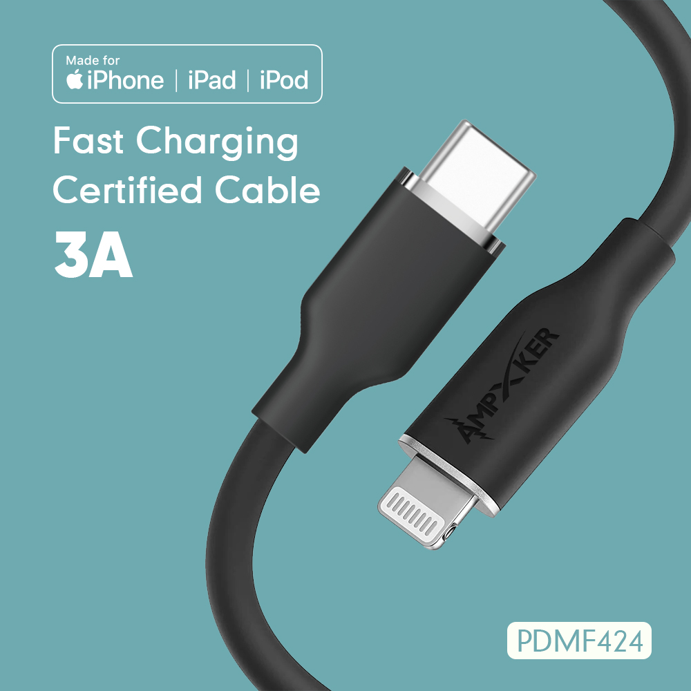 Cable de carga rápida tipo C a Lightning (5 pies) 3A cargador cable de datos certificado por MFI - Imagen 23 de 31