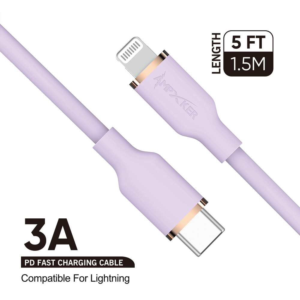Cable de carga rápida tipo C a Lightning (5 pies) 3A cargador cable de datos certificado por MFI - Imagen 26 de 31
