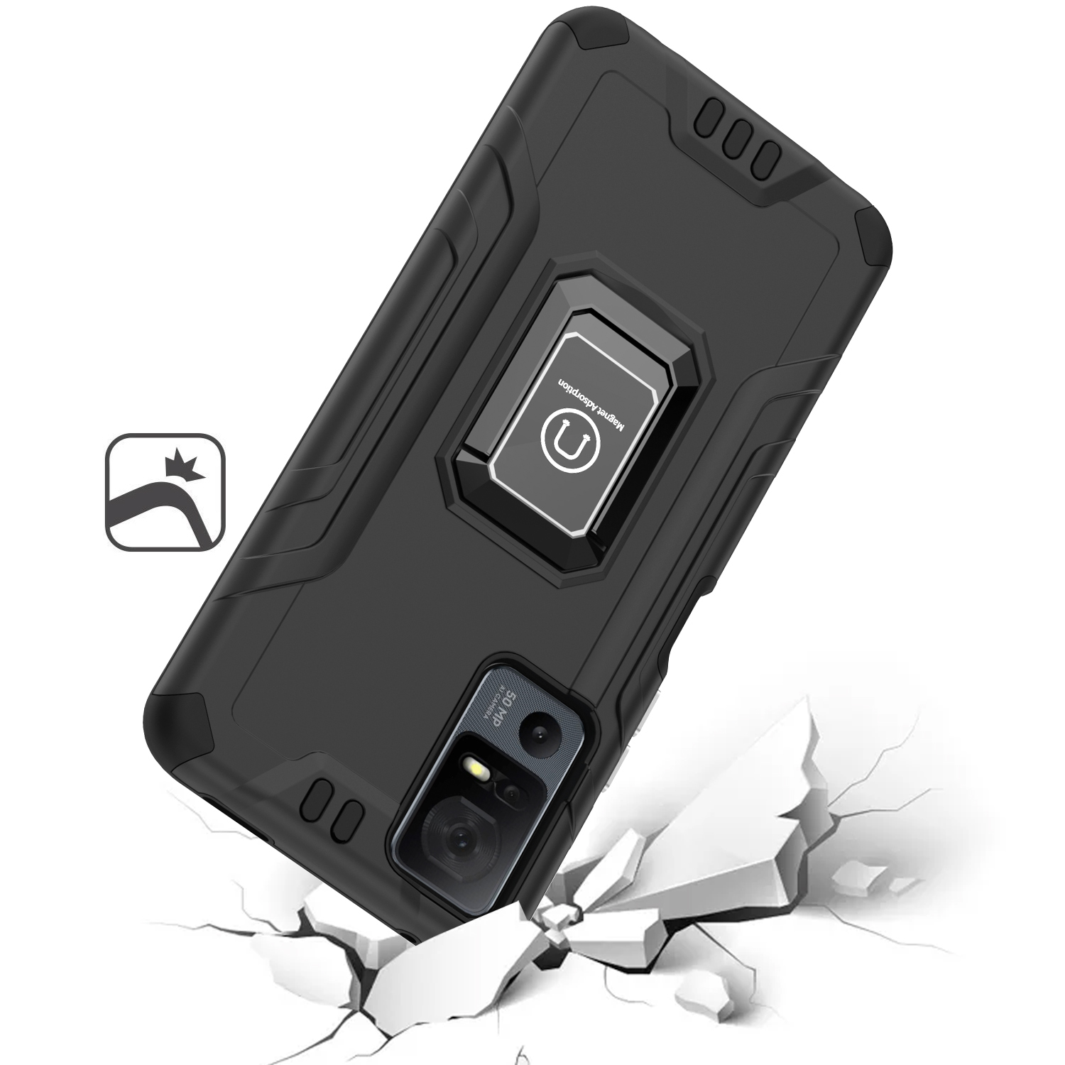 For Boost Celero 3 Plus 2024 (7.0") Hybrid Ring Kickstand Shockproof Case Cover - 第 16/41 張圖片