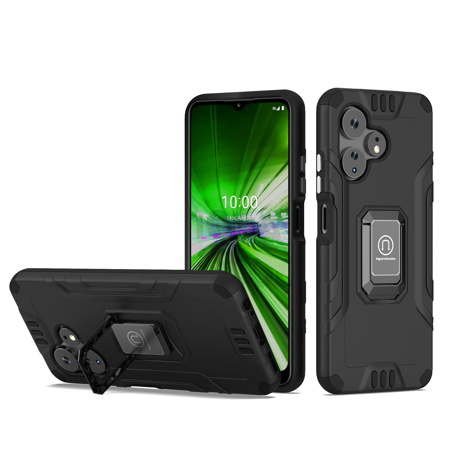 For Boost Celero 3 Plus 2024 (7.0") Hybrid Ring Kickstand Shockproof Case Cover - 第 12/41 張圖片