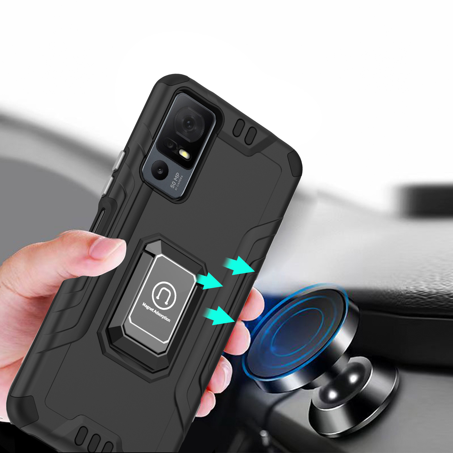 For Boost Celero 3 Plus 2024 (7.0") Hybrid Ring Kickstand Shockproof Case Cover - 第 17/41 張圖片