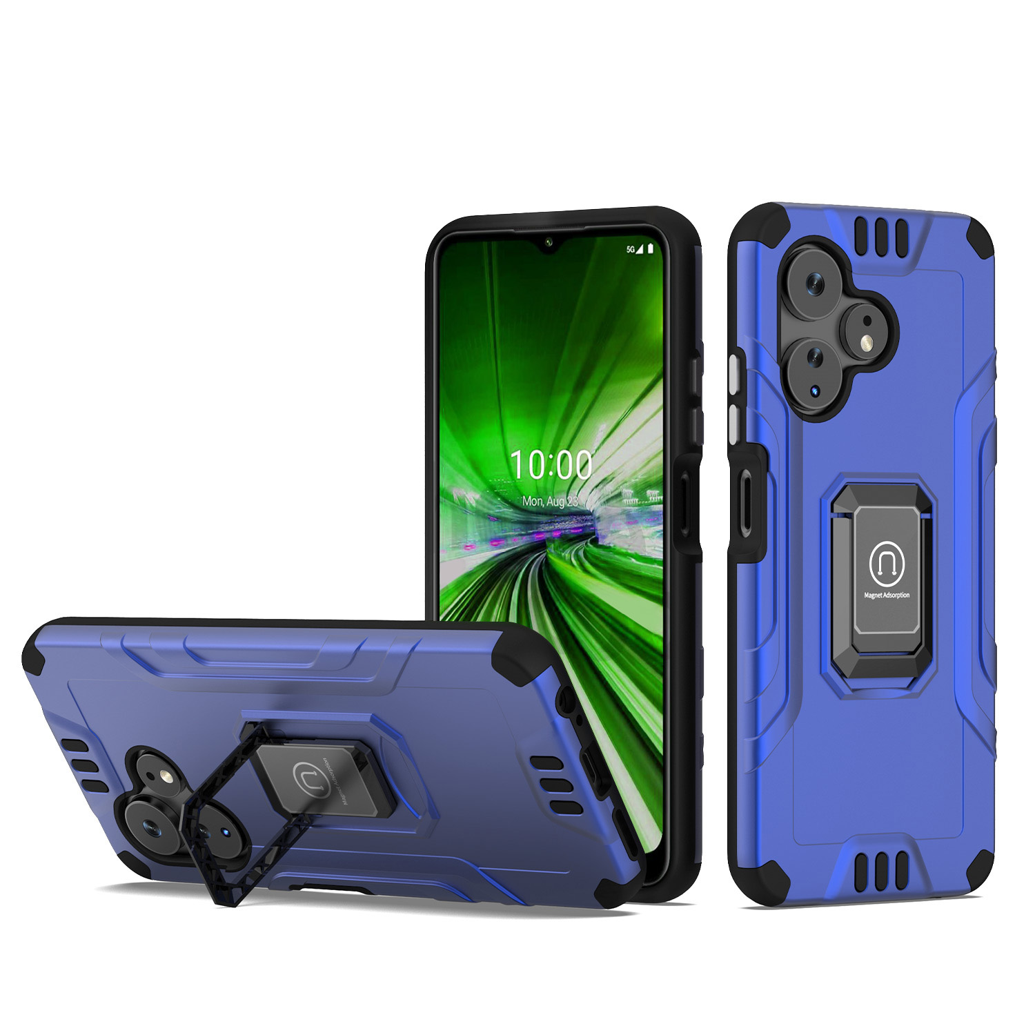 For Boost Celero 3 Plus 2024 (7.0") Hybrid Ring Kickstand Shockproof Case Cover - 第 19/41 張圖片