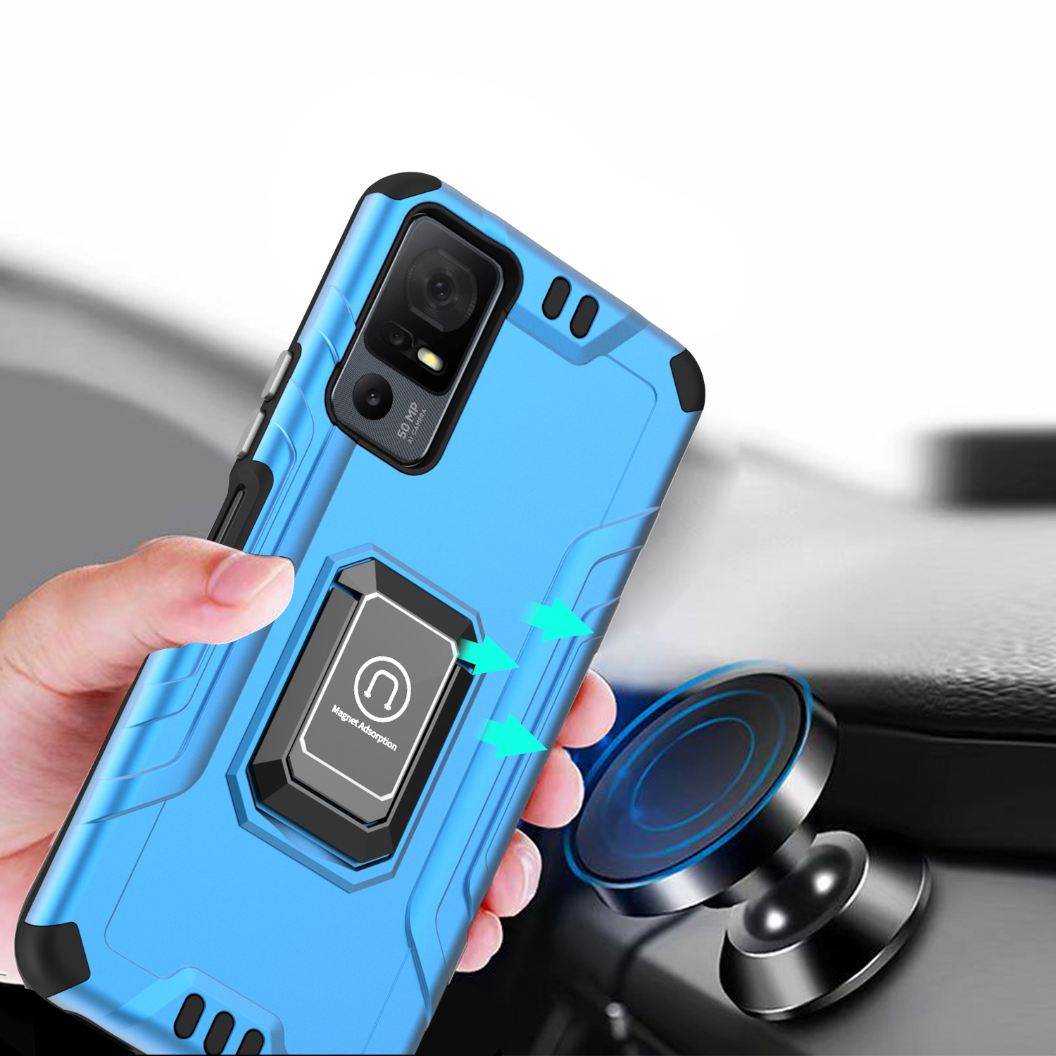 For Boost Celero 3 Plus 2024 (7.0") Hybrid Ring Kickstand Shockproof Case Cover - 第 25/41 張圖片
