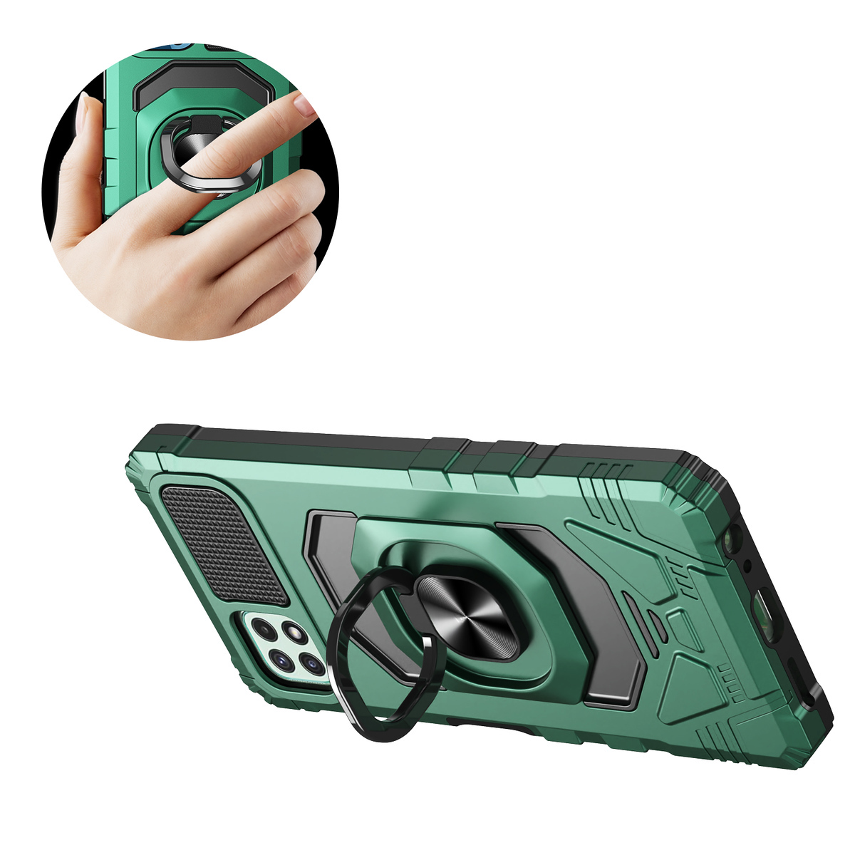 Funda protectora resistente a prueba de golpes con soporte de anillo 2 en 1 híbrida inteligente debut cricket - Imagen 27 de 53