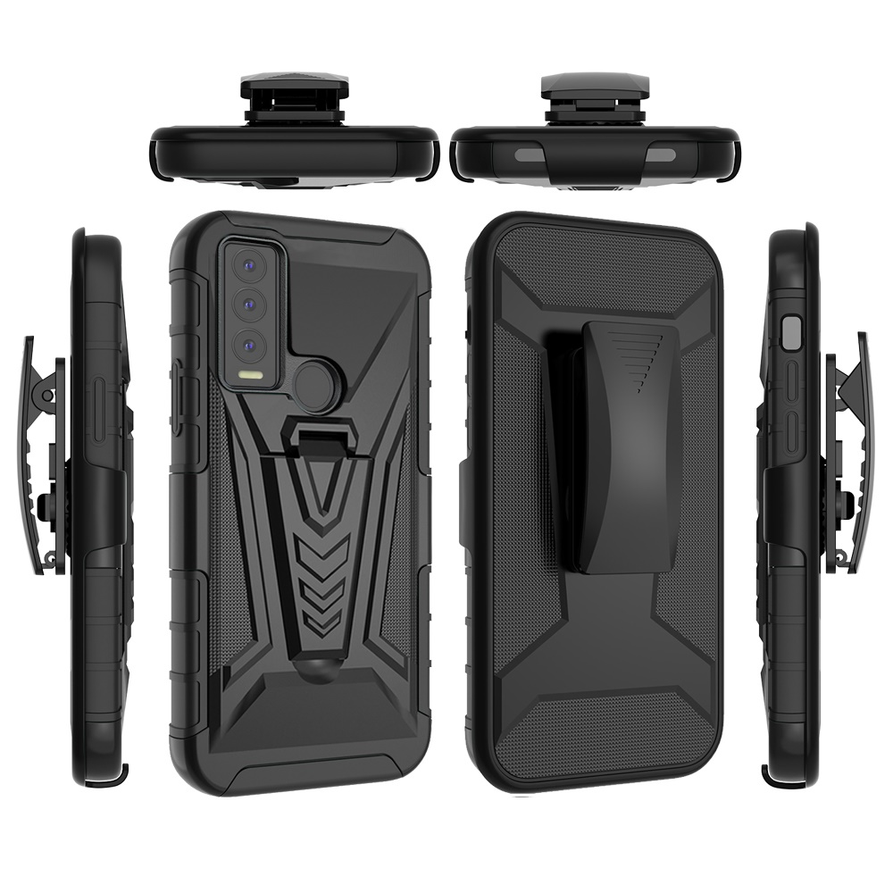 Funda híbrida con clip de cinturón giratorio para Cricket Ovation 3 con soporte blindaje de poliuretano termoplástico - Imagen 11 de 29