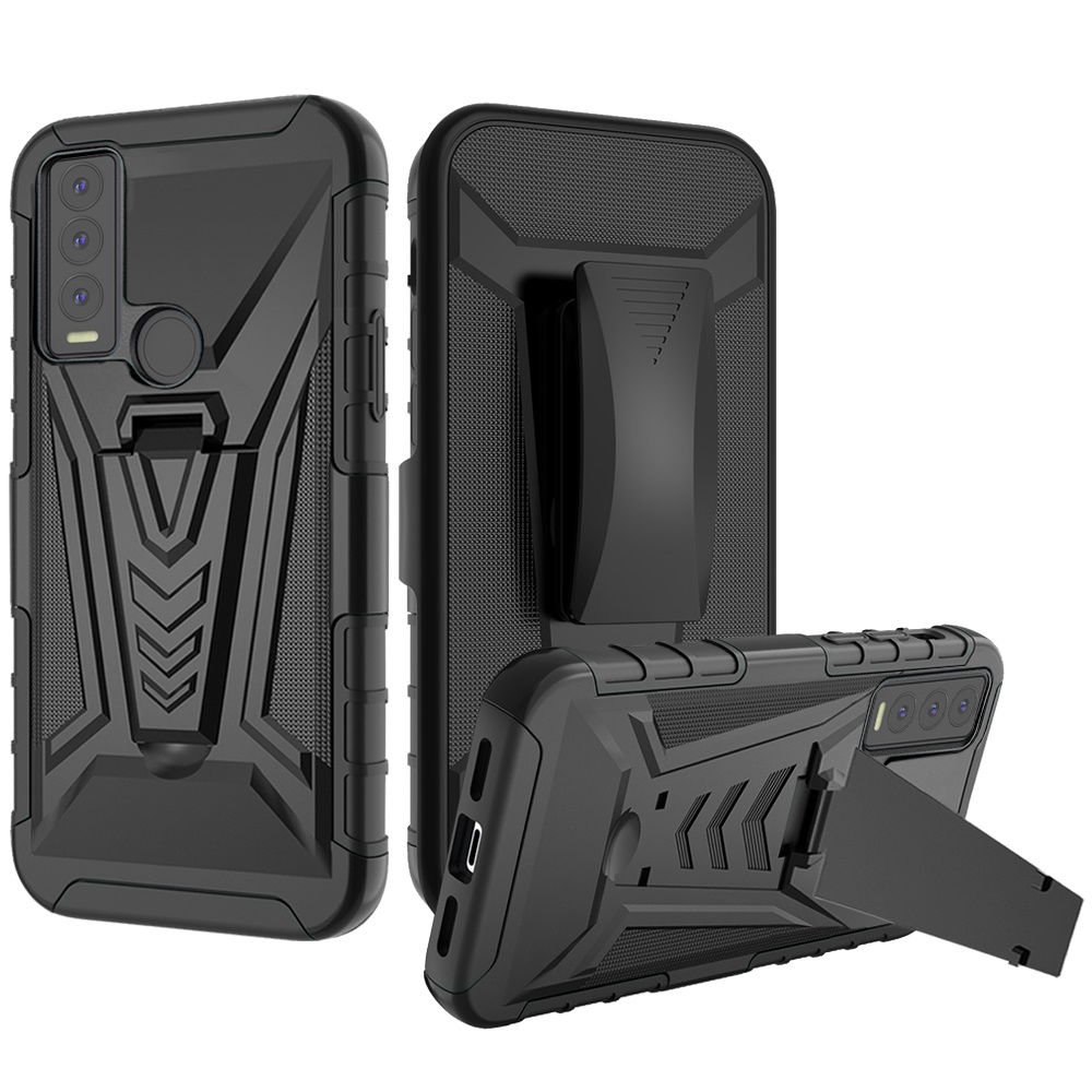 Funda híbrida con clip de cinturón giratorio para Cricket Ovation 3 con soporte blindaje de poliuretano termoplástico - Imagen 10 de 29