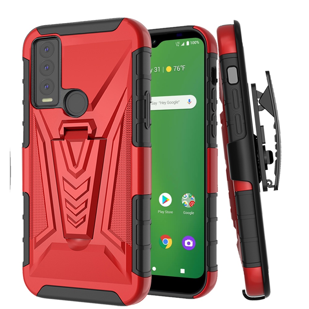 Funda híbrida con clip de cinturón giratorio para Cricket Ovation 3 con soporte blindaje de poliuretano termoplástico - Imagen 23 de 29