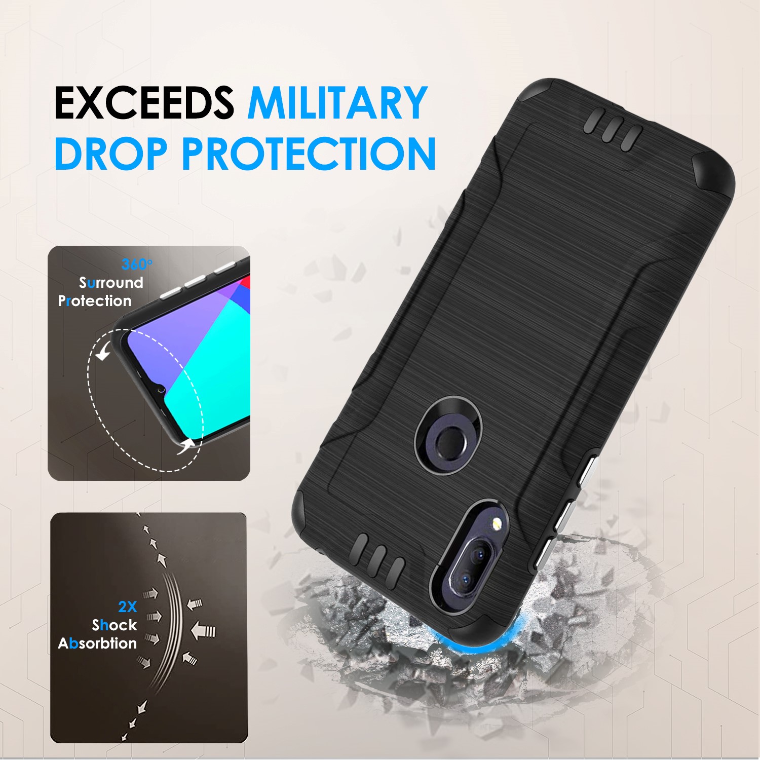 For Samsung Galaxy A15 5G Hybrid Dual Layer Slim Brush Texture TPU Case Cover - 第 15/83 張圖片