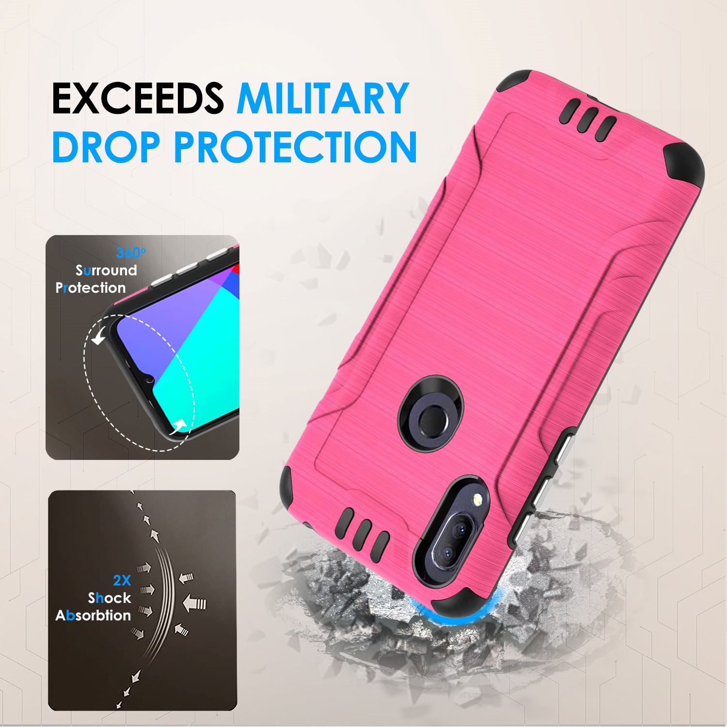 For Samsung Galaxy A15 5G Hybrid Dual Layer Slim Brush Texture TPU Case Cover - 第 52/83 張圖片