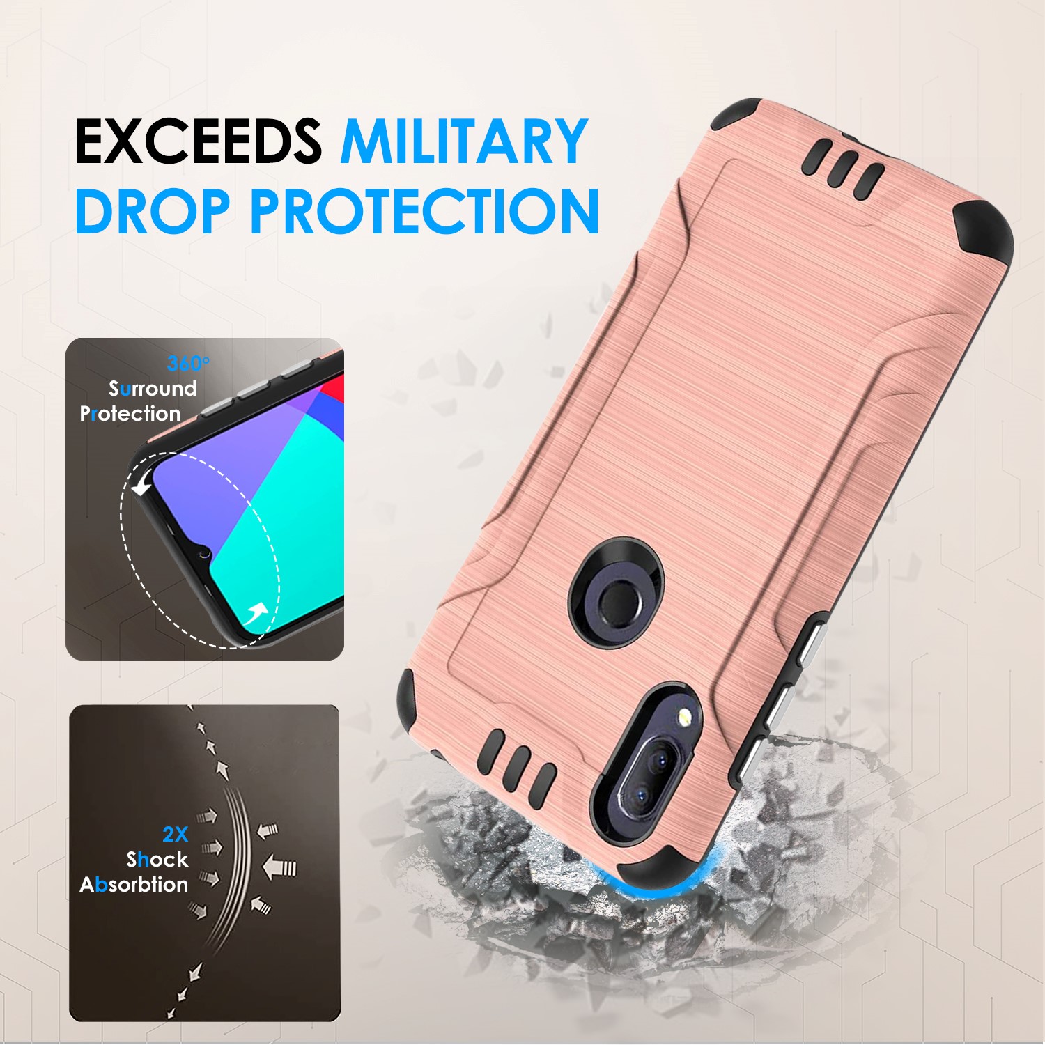 For Samsung Galaxy A15 5G Hybrid Dual Layer Slim Brush Texture TPU Case Cover - 第 70/83 張圖片