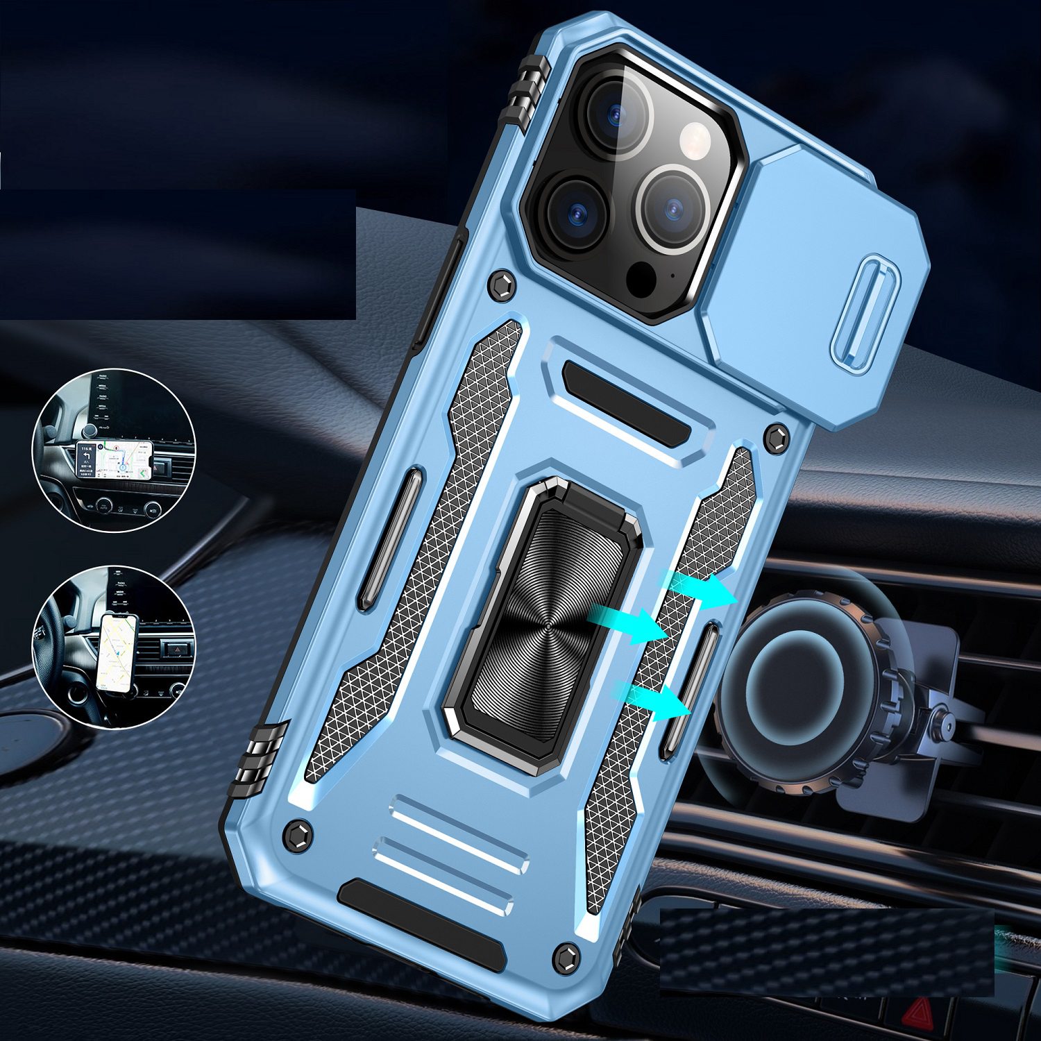 Custodia ad anello antiurto e finestra fotocamera per Samsung Galaxy S25/S24 - Foto 79 di 83