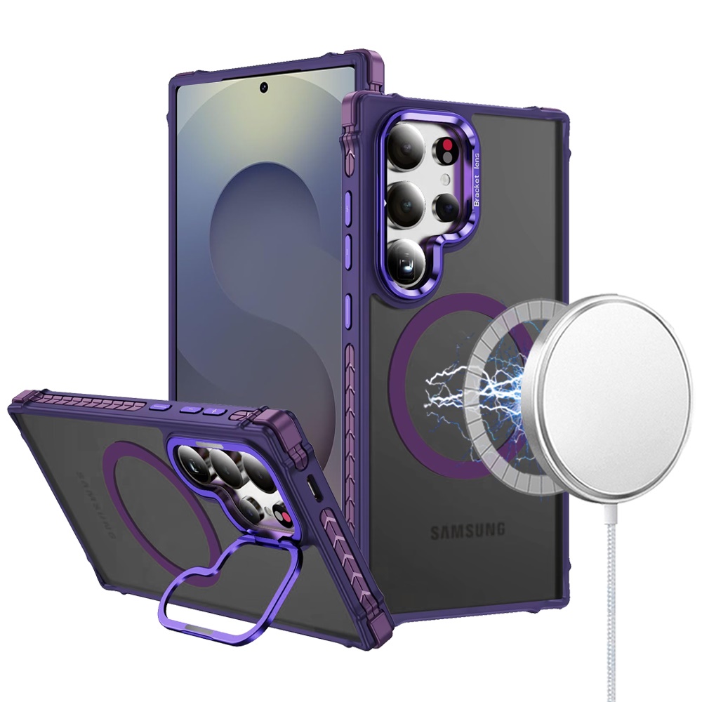 For Samsung Galaxy S25 Ultra Camera Stand, Compatible MagSafe Color Case Cover - Foto 32 di 53