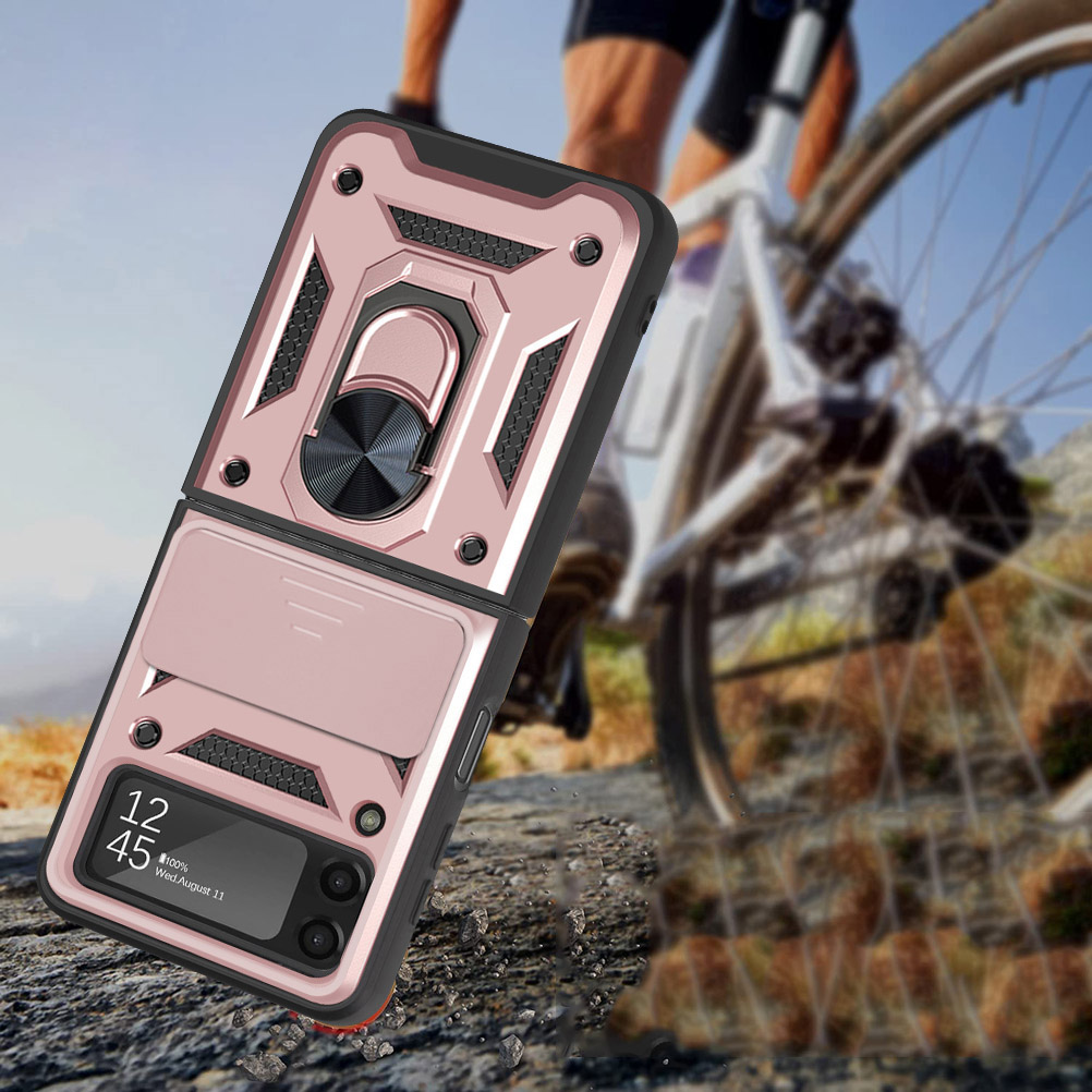 For Samsung Galaxy Z Flip Hybrid Camera Lens Ring Holder Kickstand Case  Cover