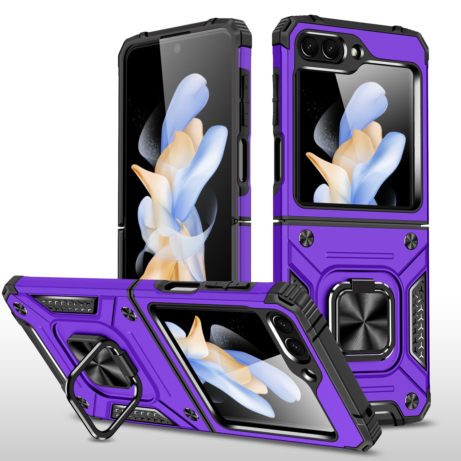 For Samsung Galaxy Z Flip 5 Armor TPU PC Hybrid Ring Holder Kickstand Case Cover - Bild 41 von 46