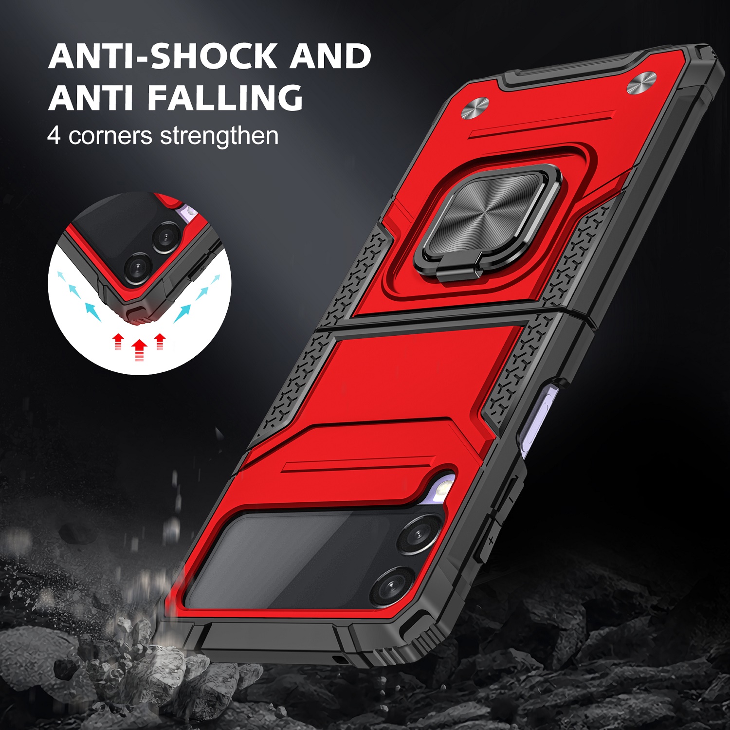 For Samsung Galaxy Z Flip 5 Armor TPU PC Hybrid Ring Holder Kickstand Case Cover - Bild 26 von 46