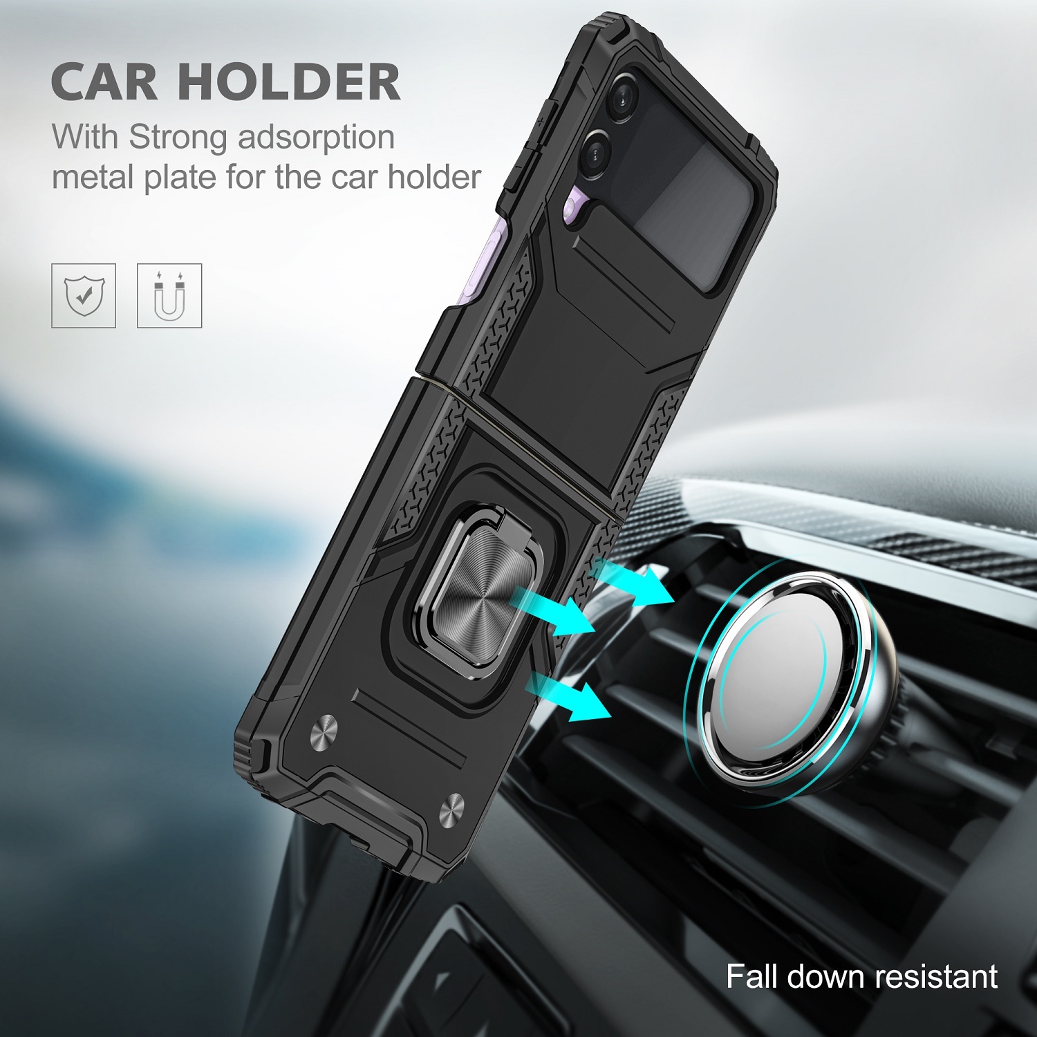 For Samsung Galaxy Z Flip 6 Armor TPU PC Hybrid Ring Holder Kickstand Case Cover - Picture 19 of 42