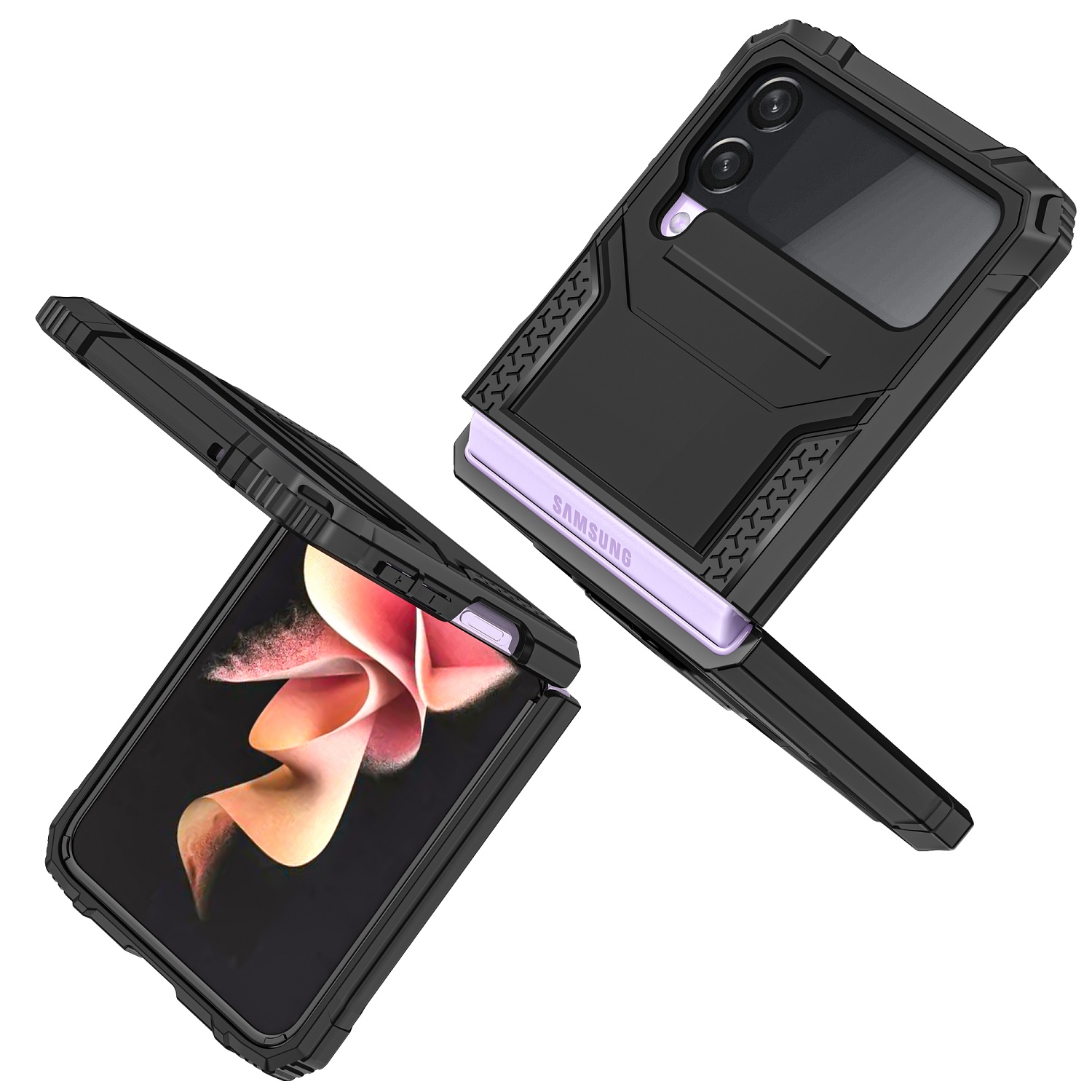 For Samsung Galaxy Z Flip 6 Armor TPU PC Hybrid Ring Holder Kickstand Case Cover - Picture 18 of 42