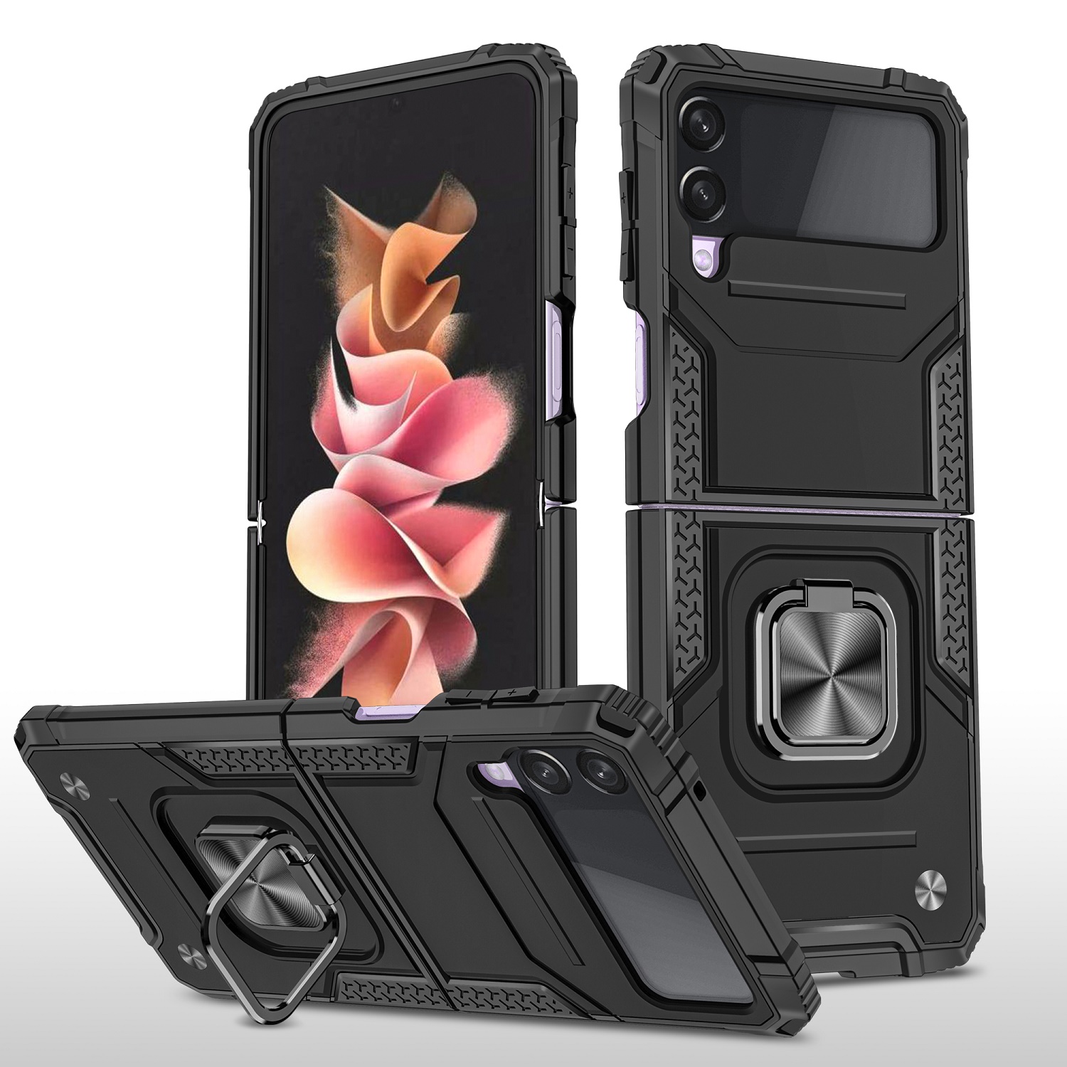 For Samsung Galaxy Z Flip 6 Armor TPU PC Hybrid Ring Holder Kickstand Case Cover - Picture 16 of 42