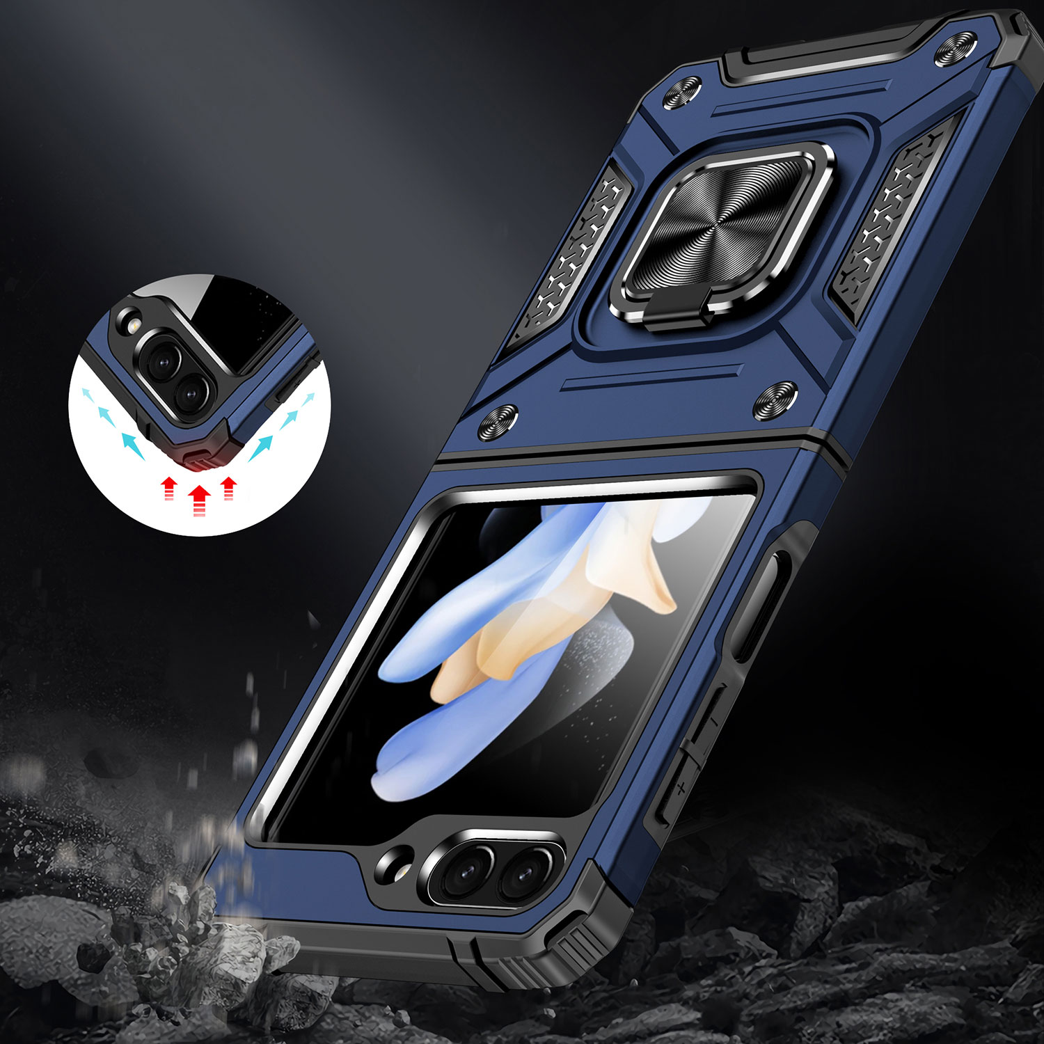 For Samsung Galaxy Z Flip 6 Armor TPU PC Hybrid Ring Holder Kickstand Case Cover - Picture 32 of 42