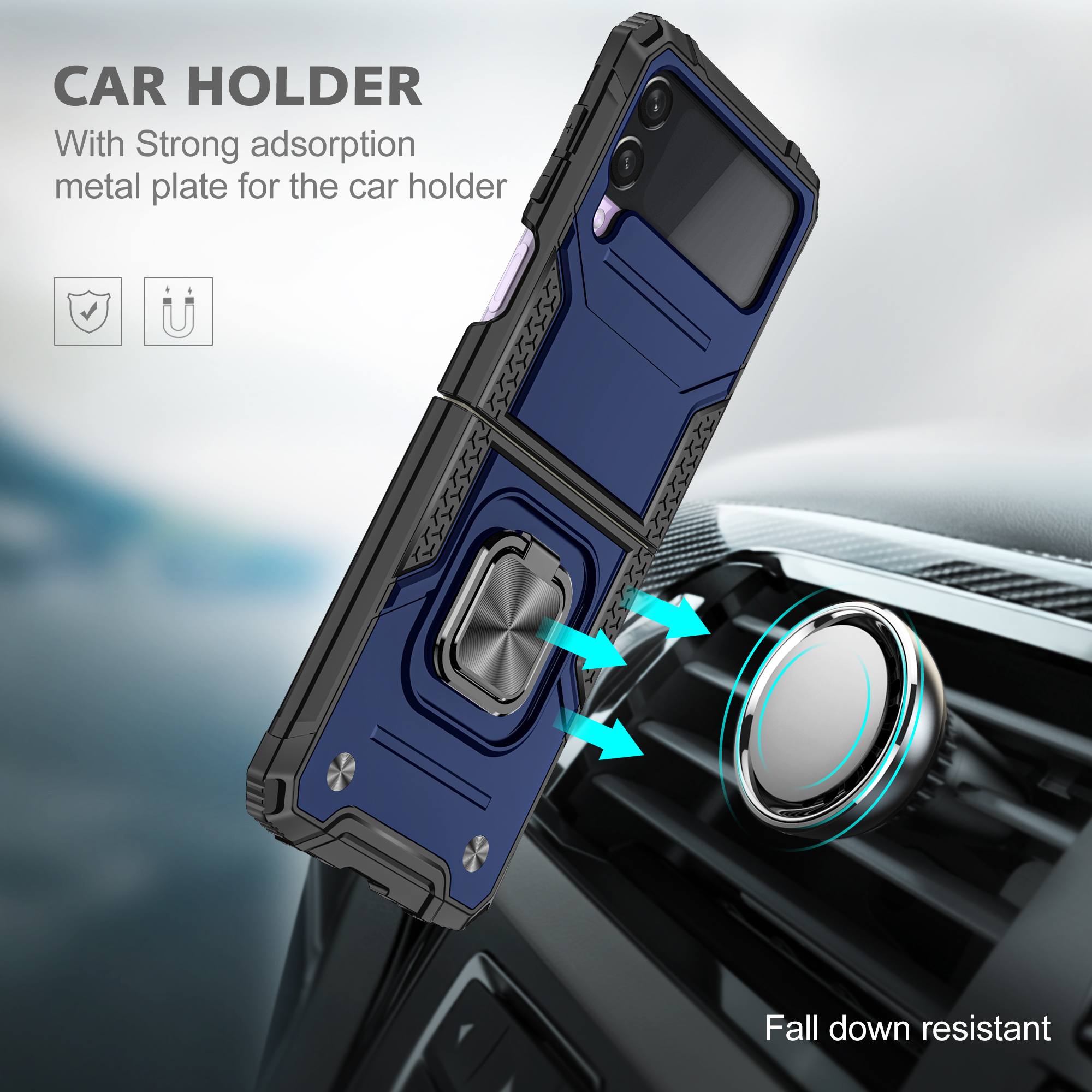 For Samsung Galaxy Z Flip 6 Armor TPU PC Hybrid Ring Holder Kickstand Case Cover - Picture 41 of 42