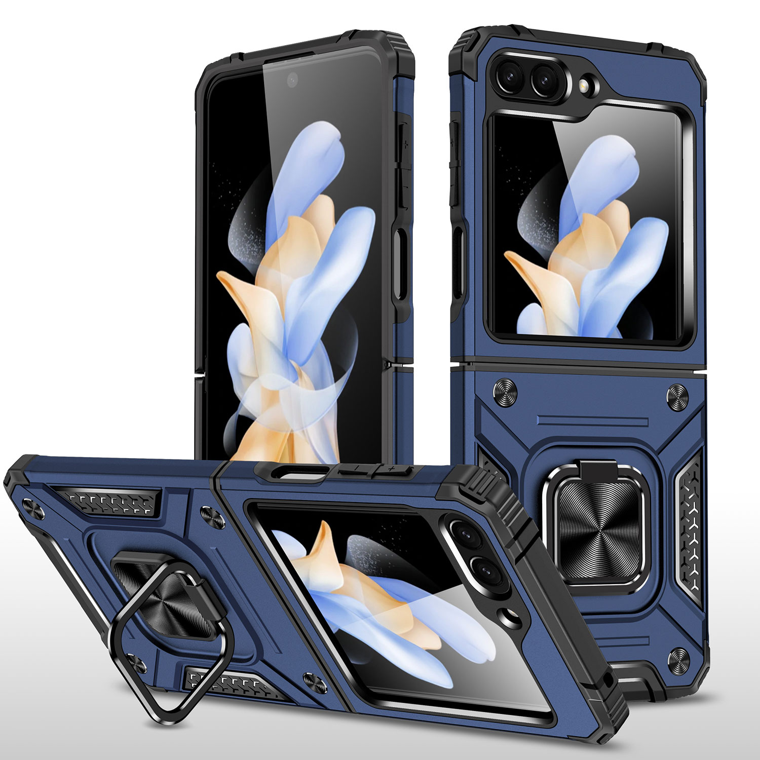 For Samsung Galaxy Z Flip 6 Armor TPU PC Hybrid Ring Holder Kickstand Case Cover - Picture 34 of 42