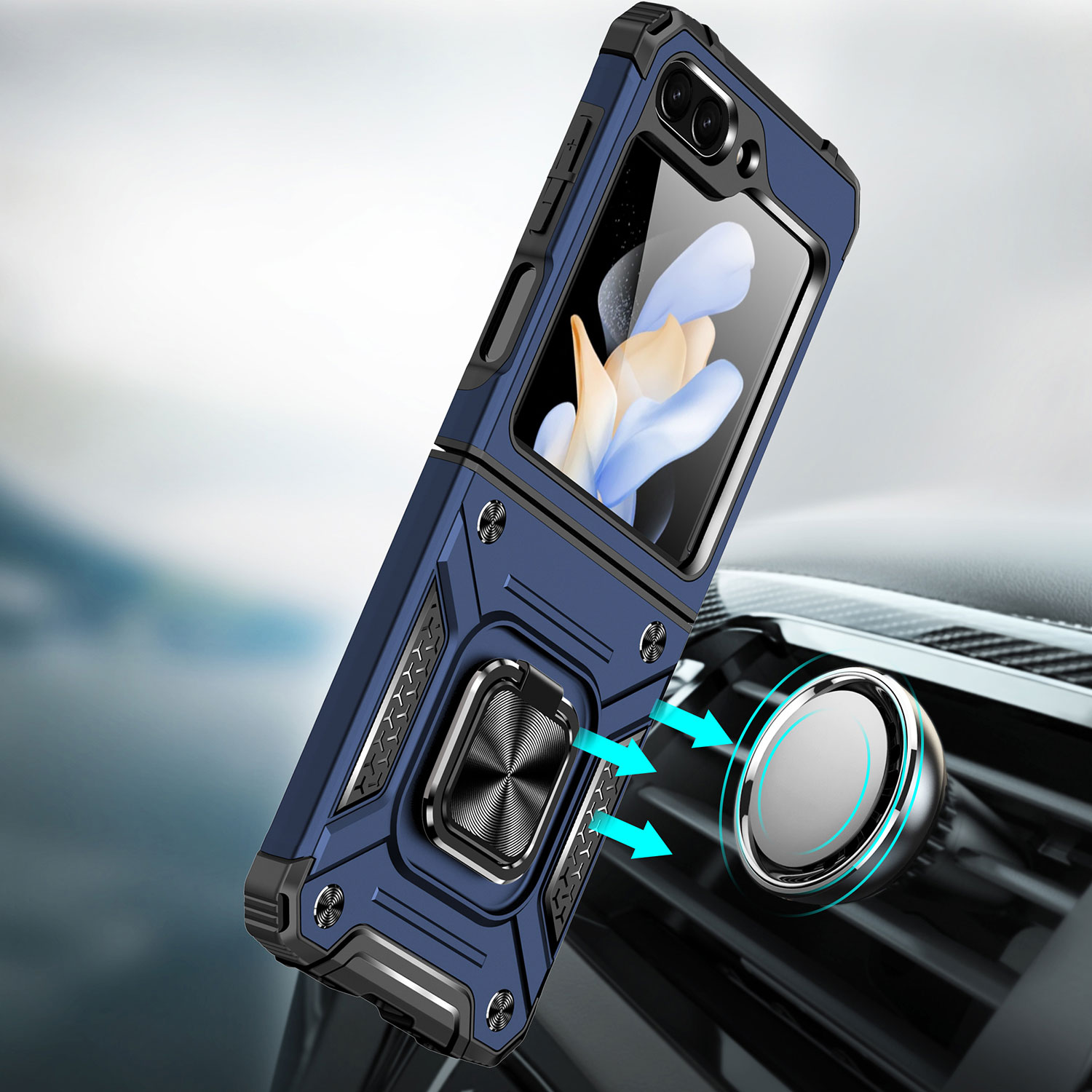 For Samsung Galaxy Z Flip 6 Armor TPU PC Hybrid Ring Holder Kickstand Case Cover - Picture 35 of 42