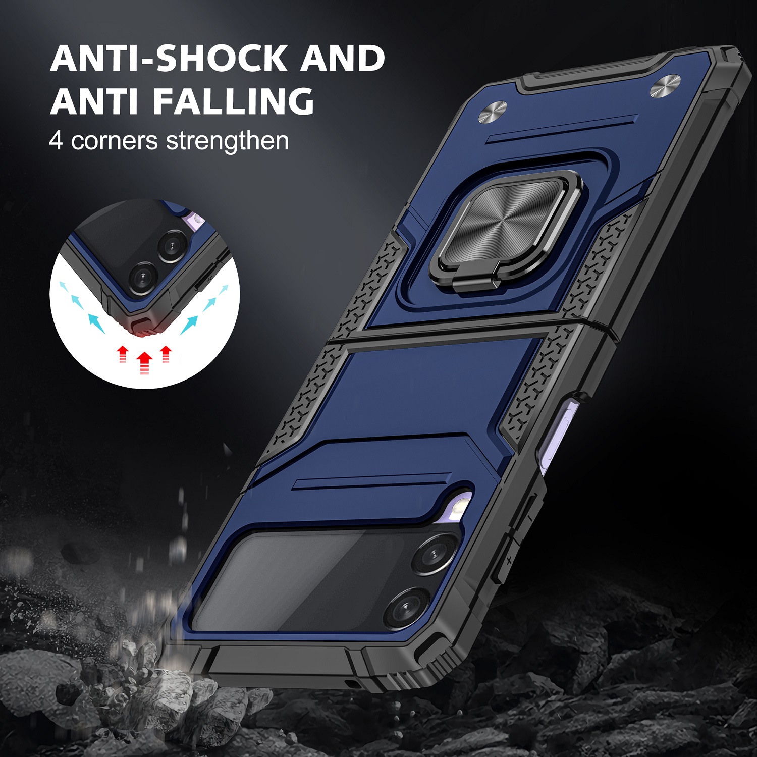 For Samsung Galaxy Z Flip 6 Armor TPU PC Hybrid Ring Holder Kickstand Case Cover - Picture 39 of 42