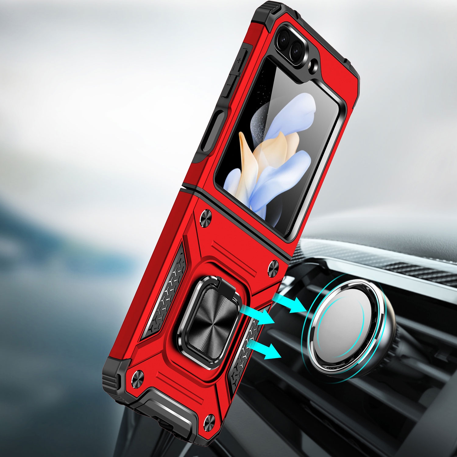 For Samsung Galaxy Z Flip 6 Armor TPU PC Hybrid Ring Holder Kickstand Case Cover - Picture 24 of 42
