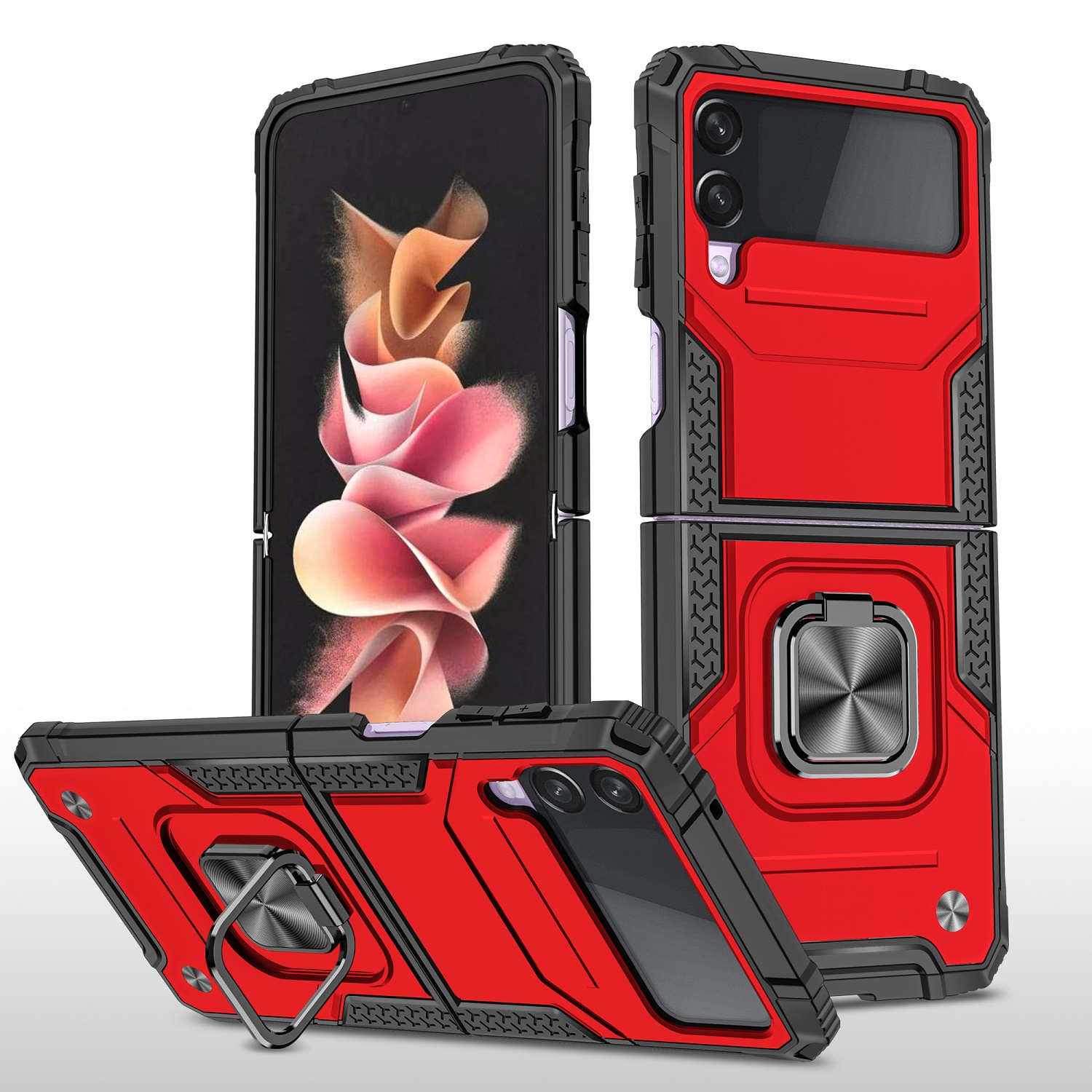 For Samsung Galaxy Z Flip 6 Armor TPU PC Hybrid Ring Holder Kickstand Case Cover - Picture 27 of 42