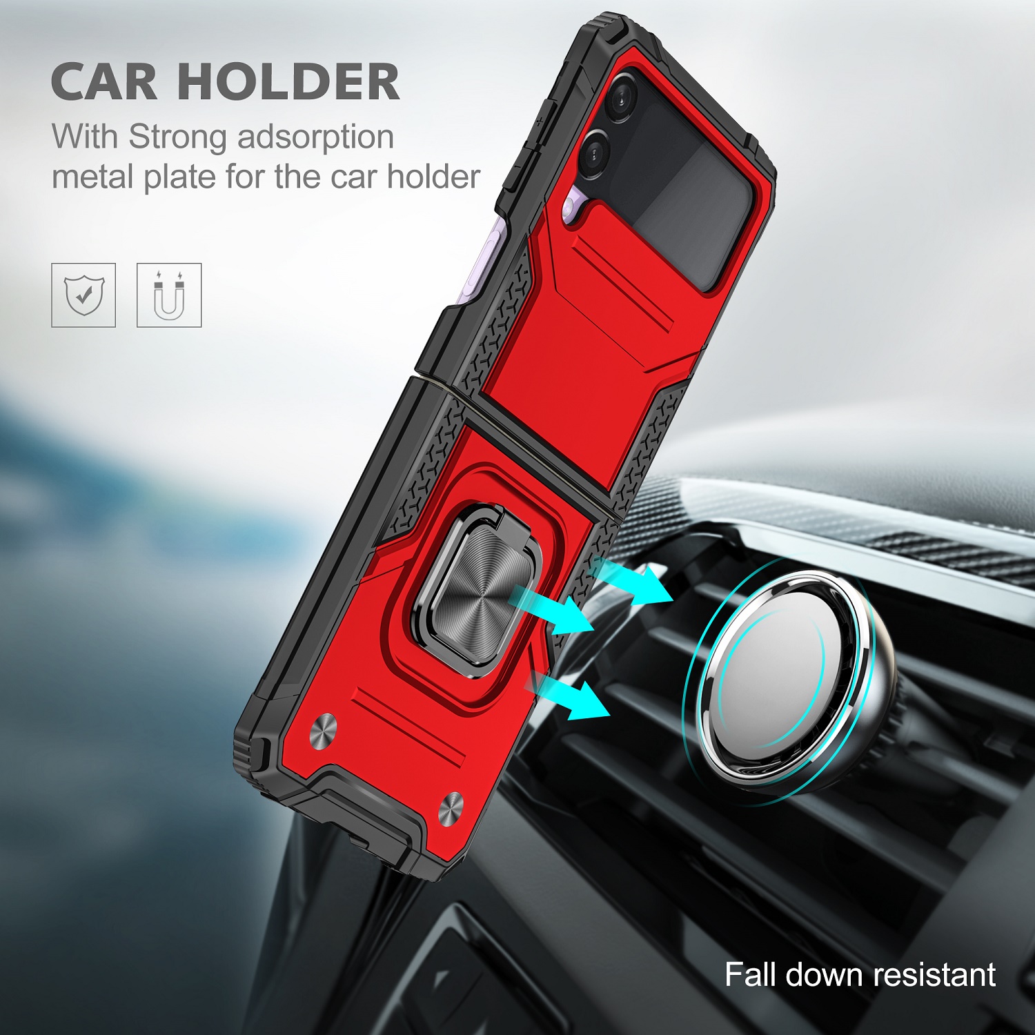 For Samsung Galaxy Z Flip 6 Armor TPU PC Hybrid Ring Holder Kickstand Case Cover - Picture 30 of 42