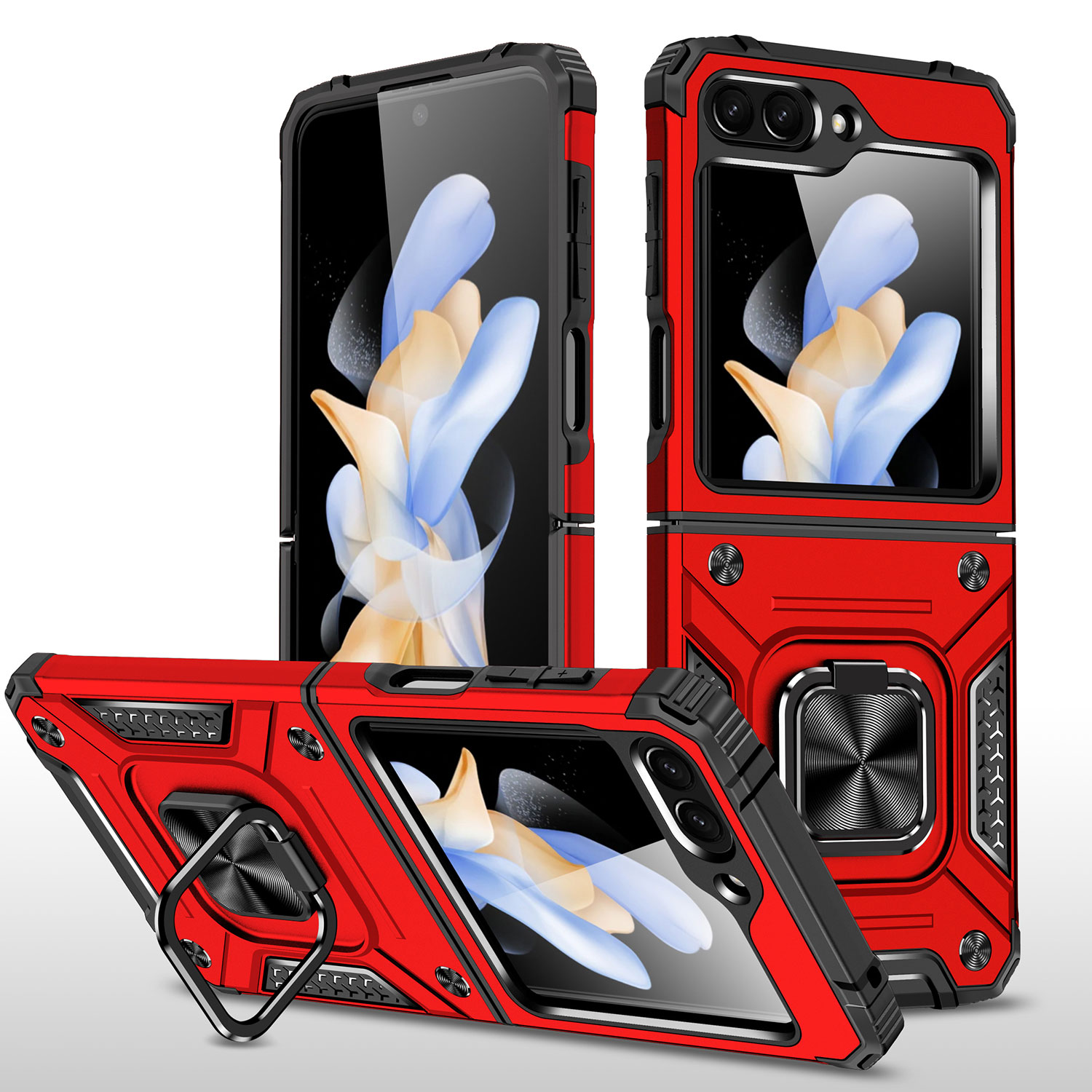 For Samsung Galaxy Z Flip 6 Armor TPU PC Hybrid Ring Holder Kickstand Case Cover - Picture 23 of 42