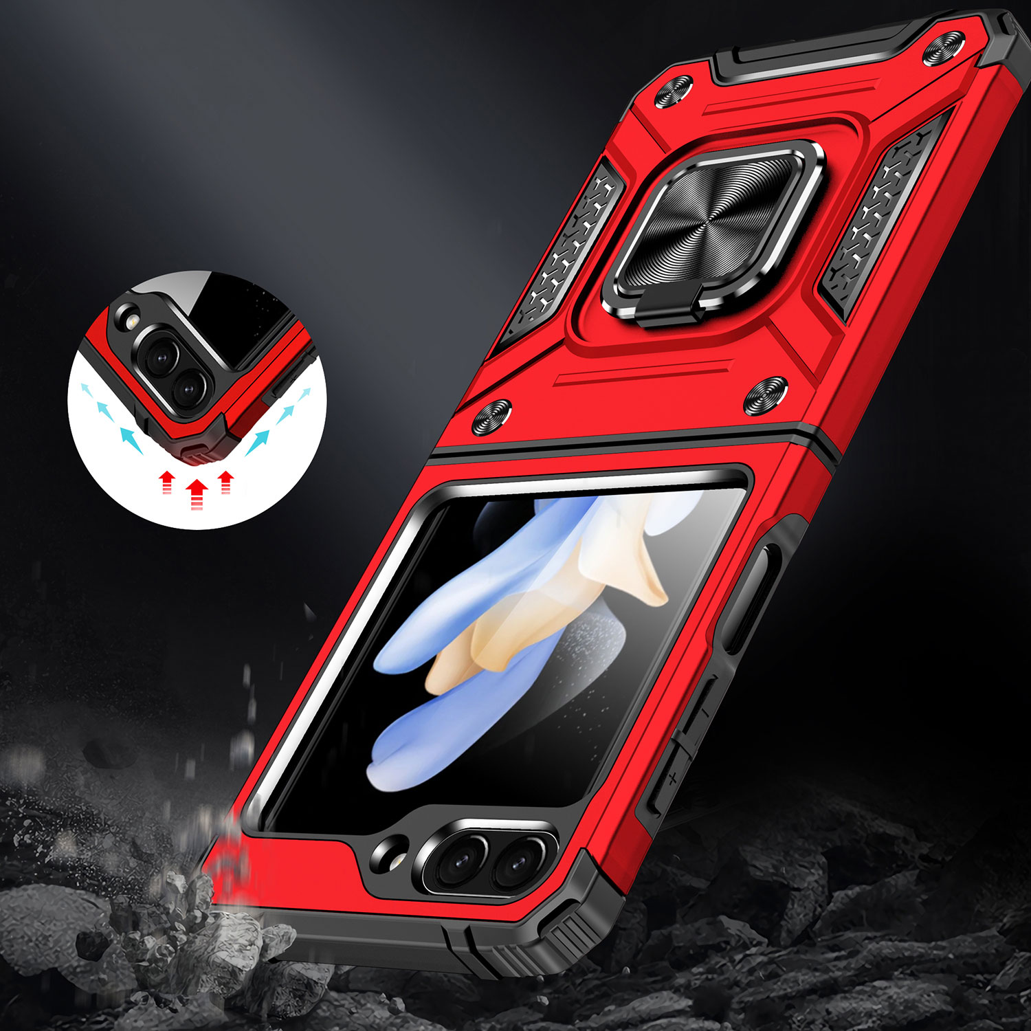For Samsung Galaxy Z Flip 6 Armor TPU PC Hybrid Ring Holder Kickstand Case Cover - Picture 22 of 42