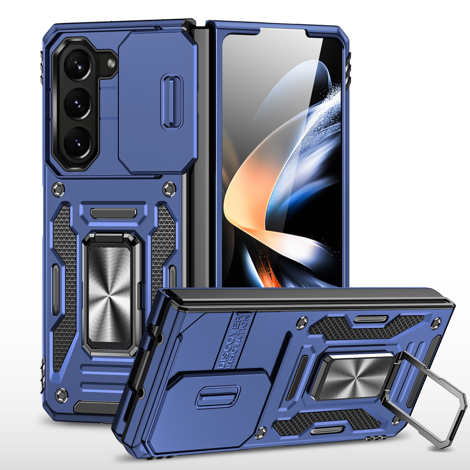 For Samsung Galaxy Z Fold 5 Hybrid Hard Ring Stand & Camera Window Case Cover - Picture 21 of 25