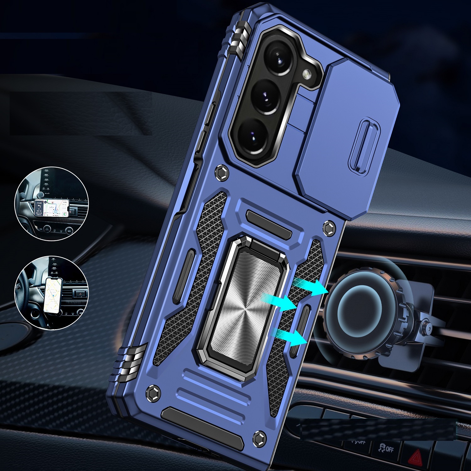 For Samsung Galaxy Z Fold 5 Hybrid Hard Ring Stand & Camera Window Case Cover - Picture 22 of 25
