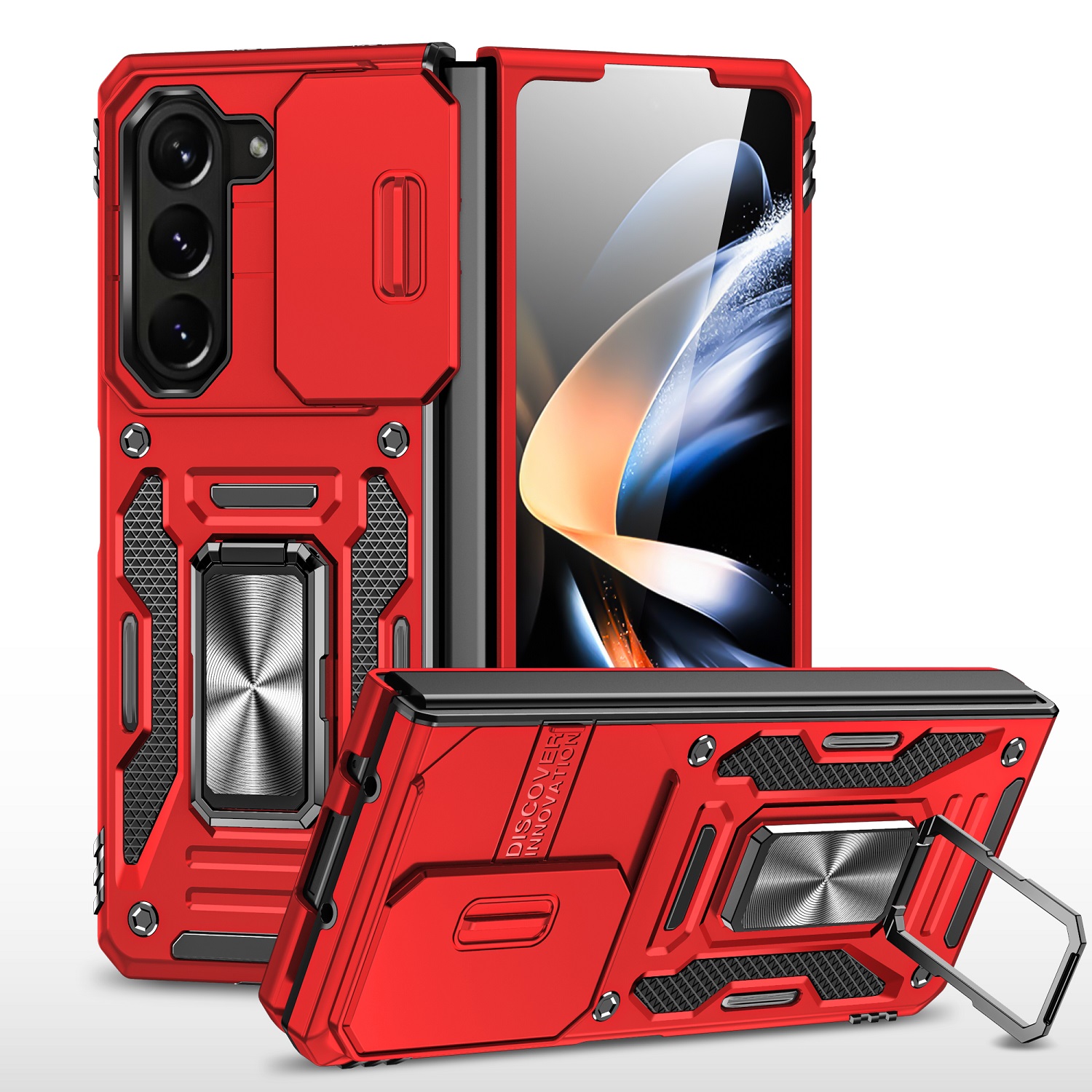 For Samsung Galaxy Z Fold 5 Hybrid Hard Ring Stand & Camera Window Case Cover - Picture 15 of 25