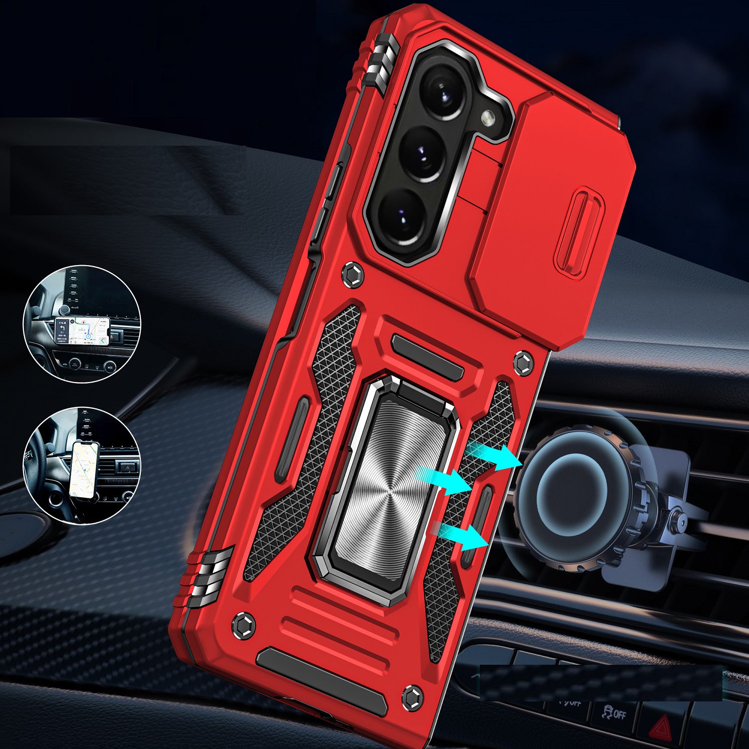 For Samsung Galaxy Z Fold 5 Hybrid Hard Ring Stand & Camera Window Case Cover - Picture 16 of 25