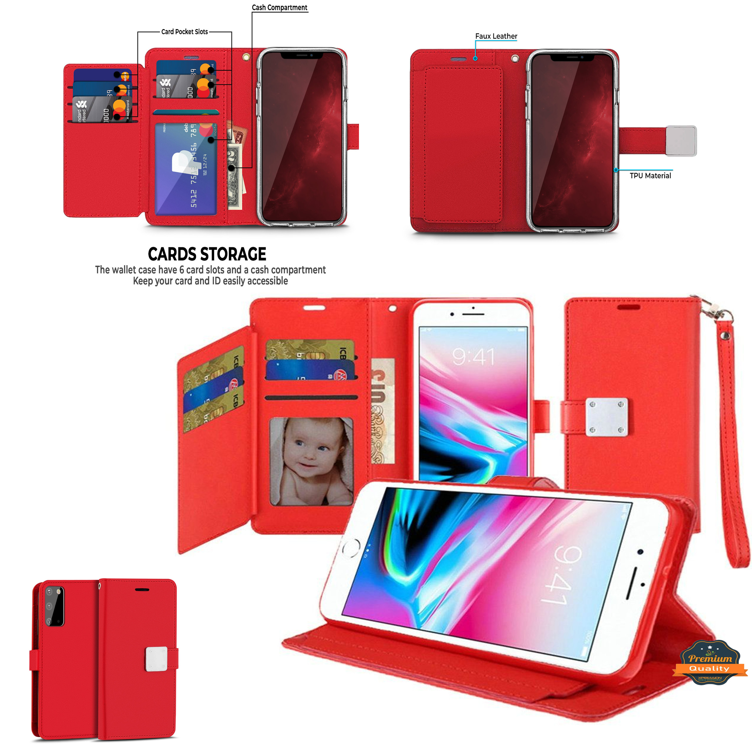 For Google Pixel 7 Wallet Case Leather Card Pocket Slot Dual Flip Pouch Cover - Picture 9 of 36