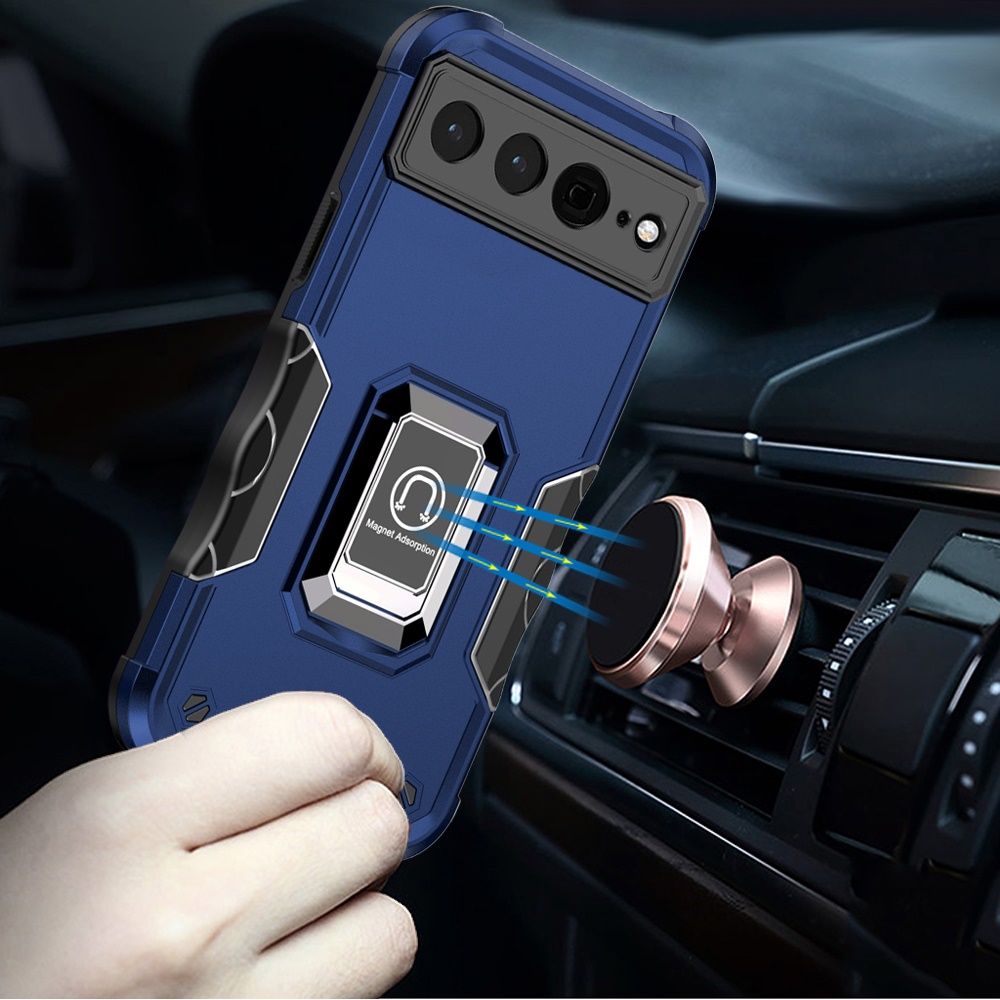 Funda híbrida para Google Pixel 7/7 Pro con soporte de anillo magnético con soporte de poliuretano termoplástico cubierta - Imagen 18 de 29