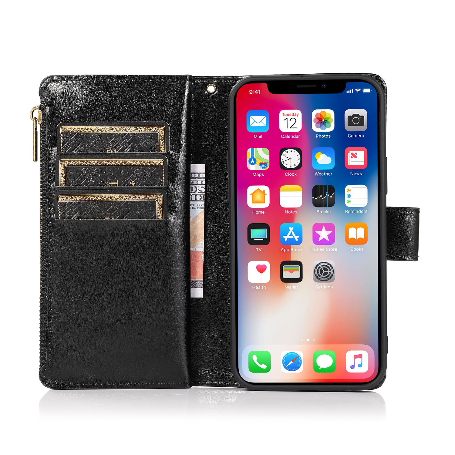For Google Pixel 8 5G Leather Zipper Wallet 9 Cards ID Pocket Clutch Case Cover - Picture 10 of 48