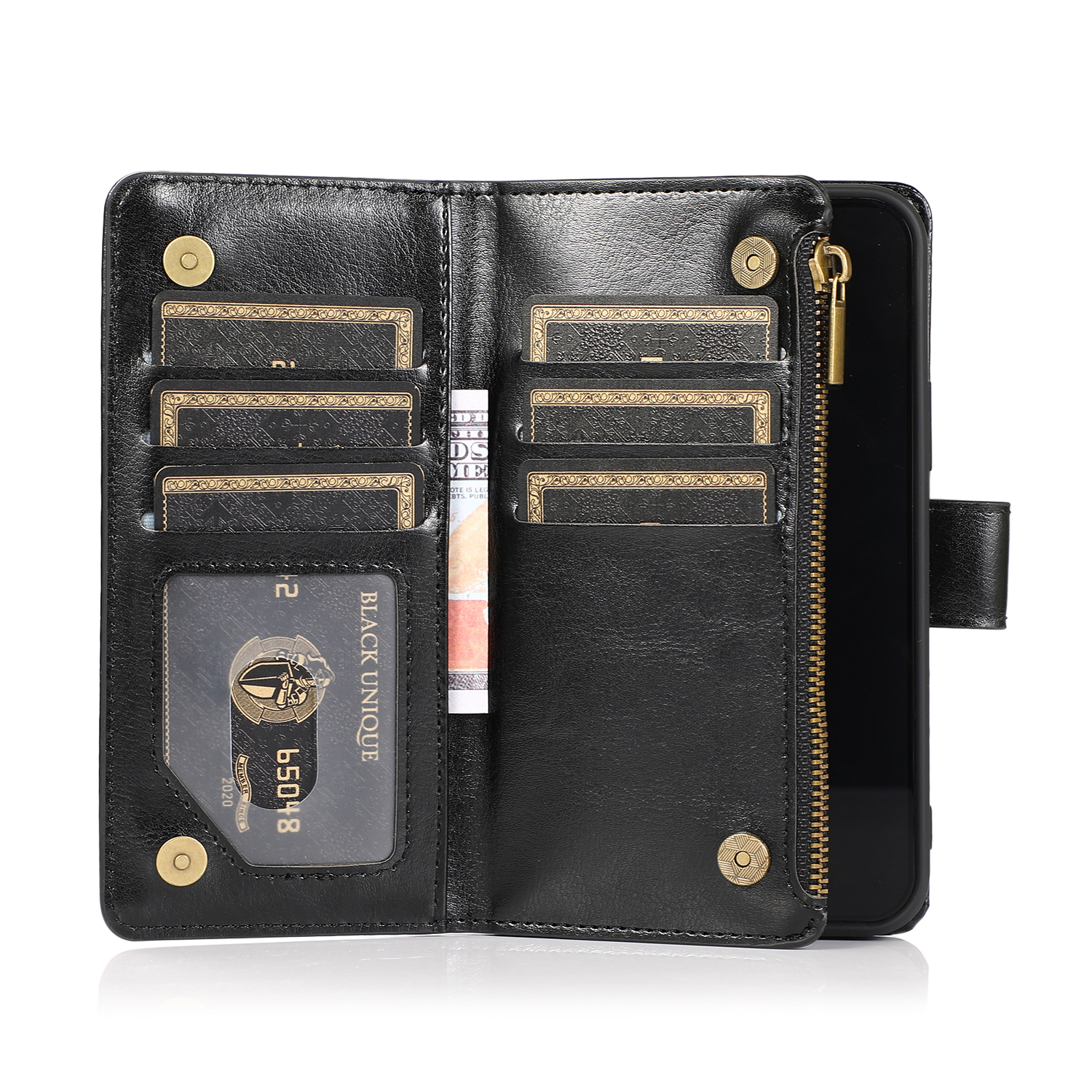 For Google Pixel 8 5G Leather Zipper Wallet 9 Cards ID Pocket Clutch Case Cover - Picture 11 of 48