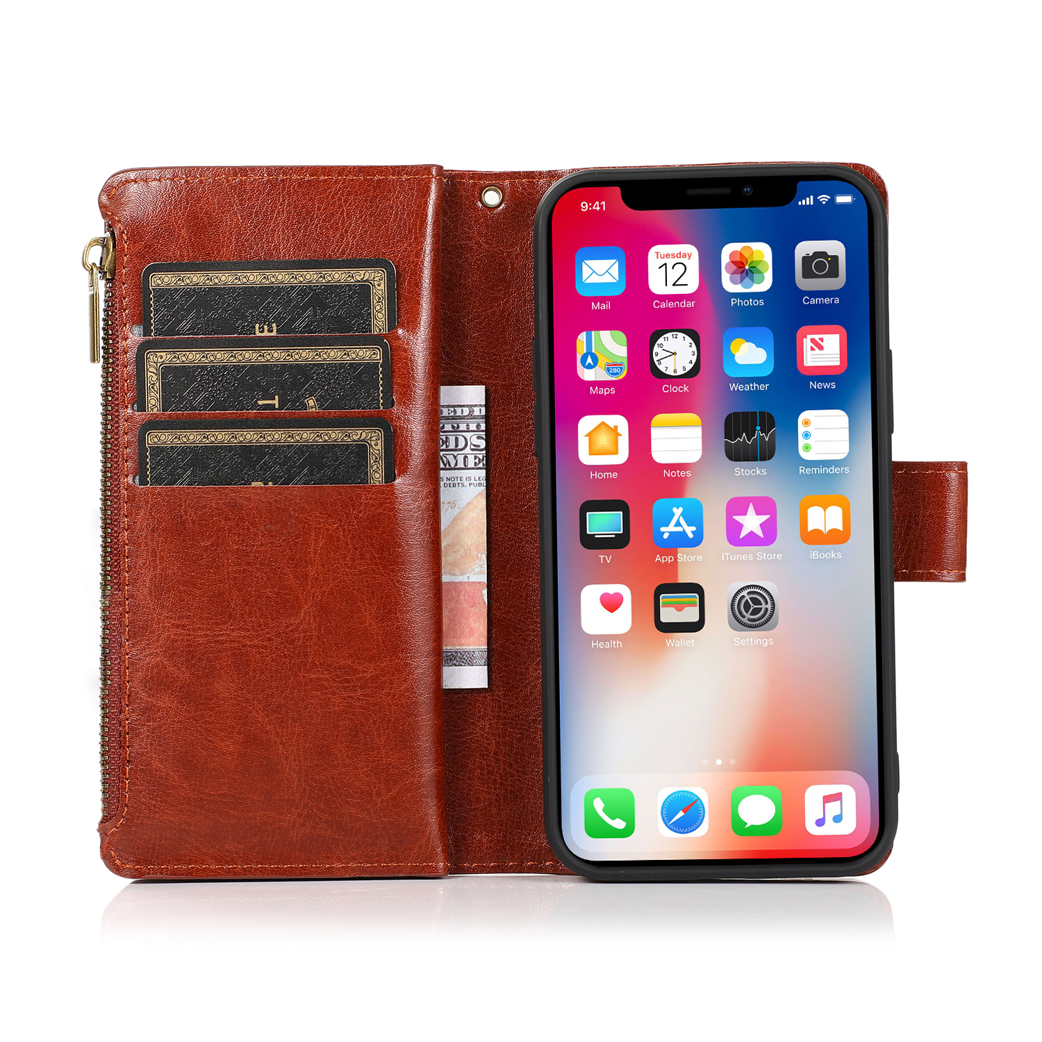 For Google Pixel 8 5G Leather Zipper Wallet 9 Cards ID Pocket Clutch Case Cover - Picture 18 of 48