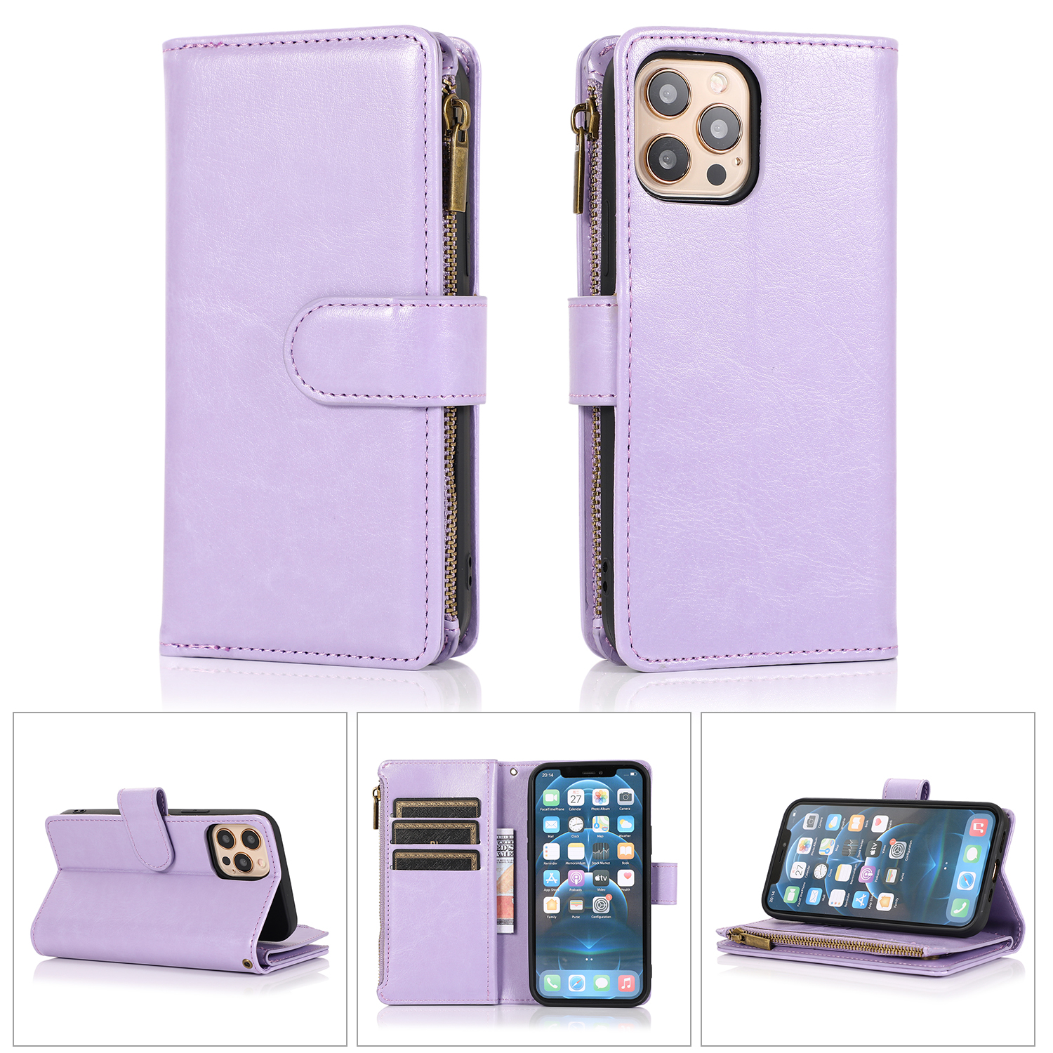 For Google Pixel 8 5G Leather Zipper Wallet 9 Cards ID Pocket Clutch Case Cover - Picture 25 of 48