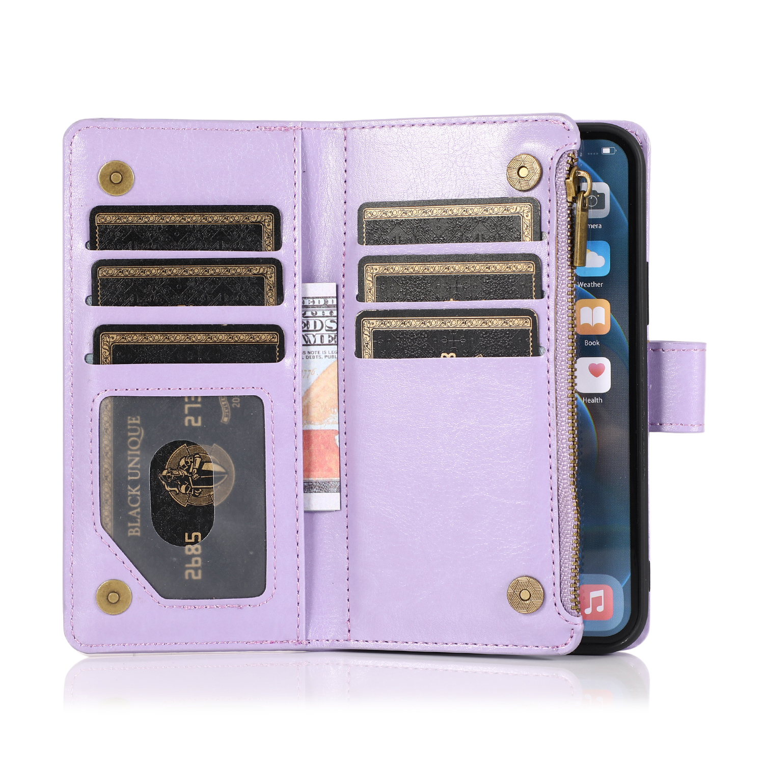 For Google Pixel 8 5G Leather Zipper Wallet 9 Cards ID Pocket Clutch Case Cover - Picture 27 of 48