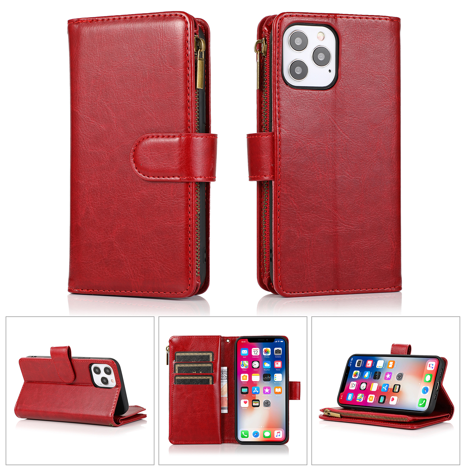 For Google Pixel 8 5G Leather Zipper Wallet 9 Cards ID Pocket Clutch Case Cover - Picture 33 of 48