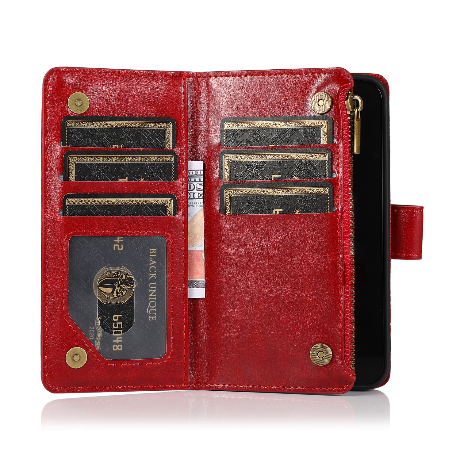 For Google Pixel 8 5G Leather Zipper Wallet 9 Cards ID Pocket Clutch Case Cover - Picture 35 of 48