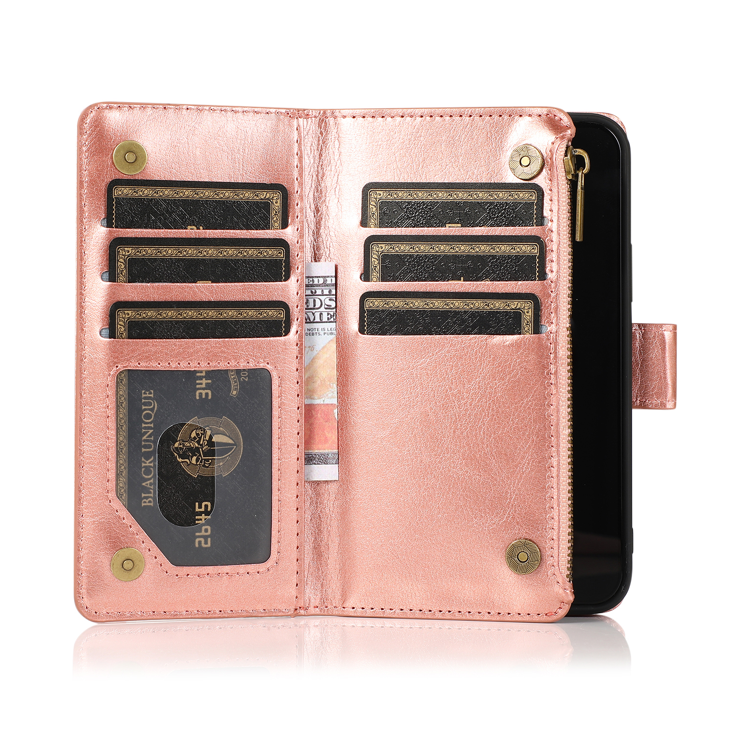 For Google Pixel 8 5G Leather Zipper Wallet 9 Cards ID Pocket Clutch Case Cover - Picture 43 of 48