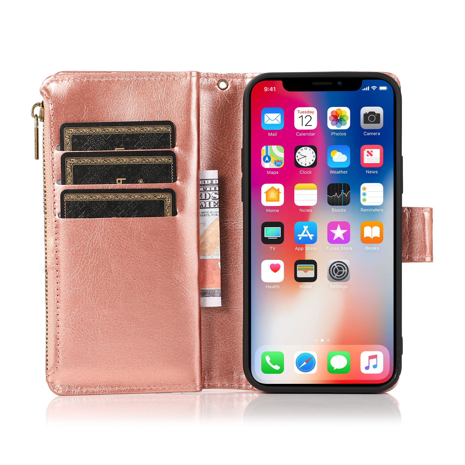 For Google Pixel 8 5G Leather Zipper Wallet 9 Cards ID Pocket Clutch Case Cover - Picture 42 of 48