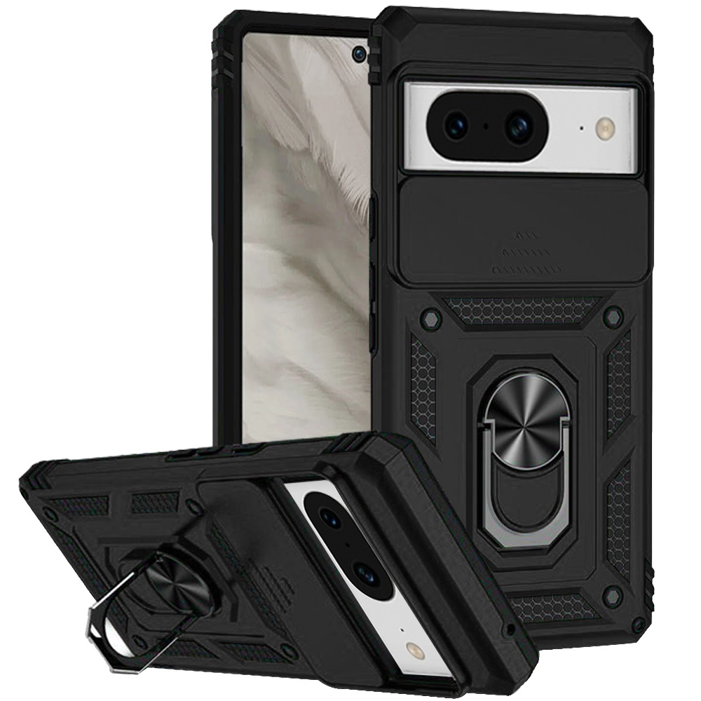 For Google Pixel 8 Pro 5G Hybrid Camera Lens Protection & Ring Stand Case Cover - 第 13/61 張圖片