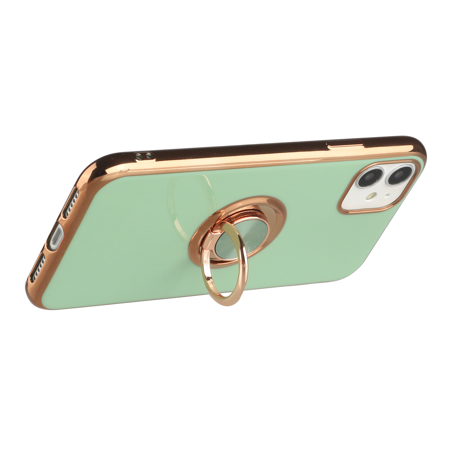 For Apple iPhone 11 Slim Hybrid Metal Ring Stand Electroplated Edges Case Cover - Picture 10 of 36